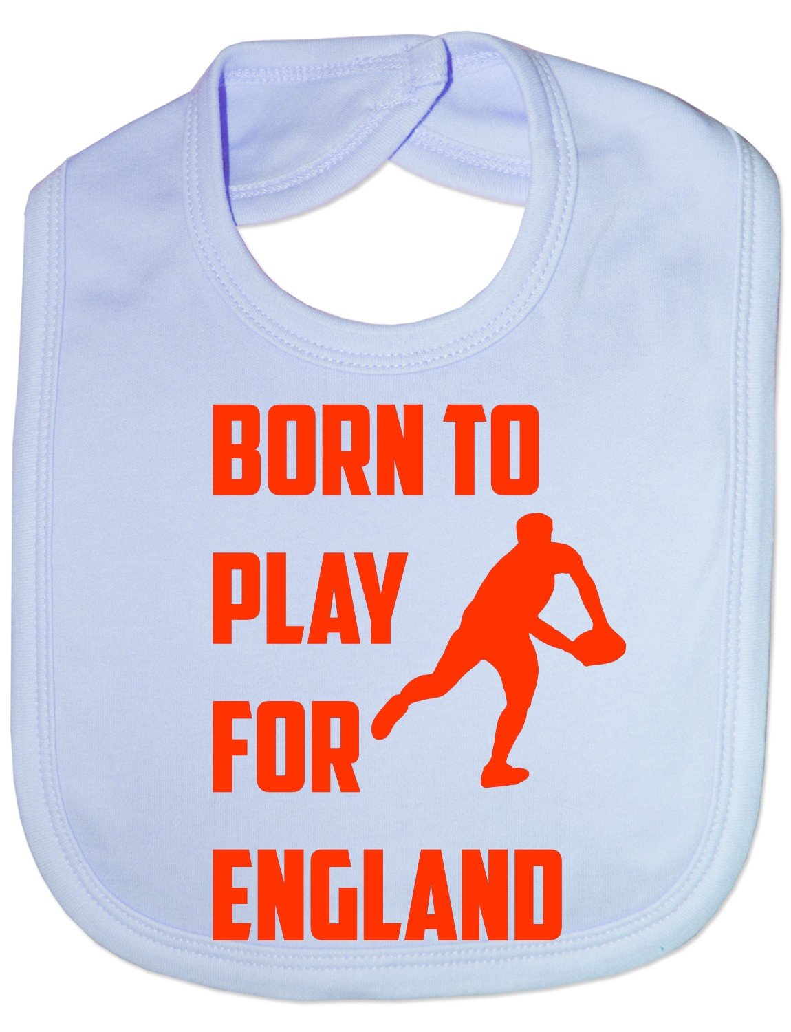Print4U Born To Play For England Rugby- Funny Baby/Toddler/Newborn Bib - Baby Gift blue