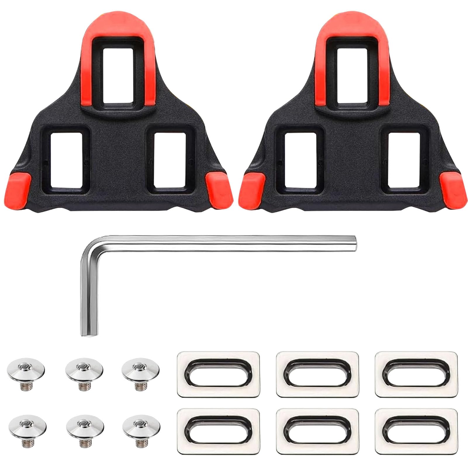 SEPSCO SPD Cleats for Cycling Shoes, Road Bike Cleat Compatible Shimano SPD-SL Pedals SH11 SH12 SH10 System Durable Anti-Slip 0 Degree Float with Installation Set for Indoor/Outdoor Bicycle (Red)