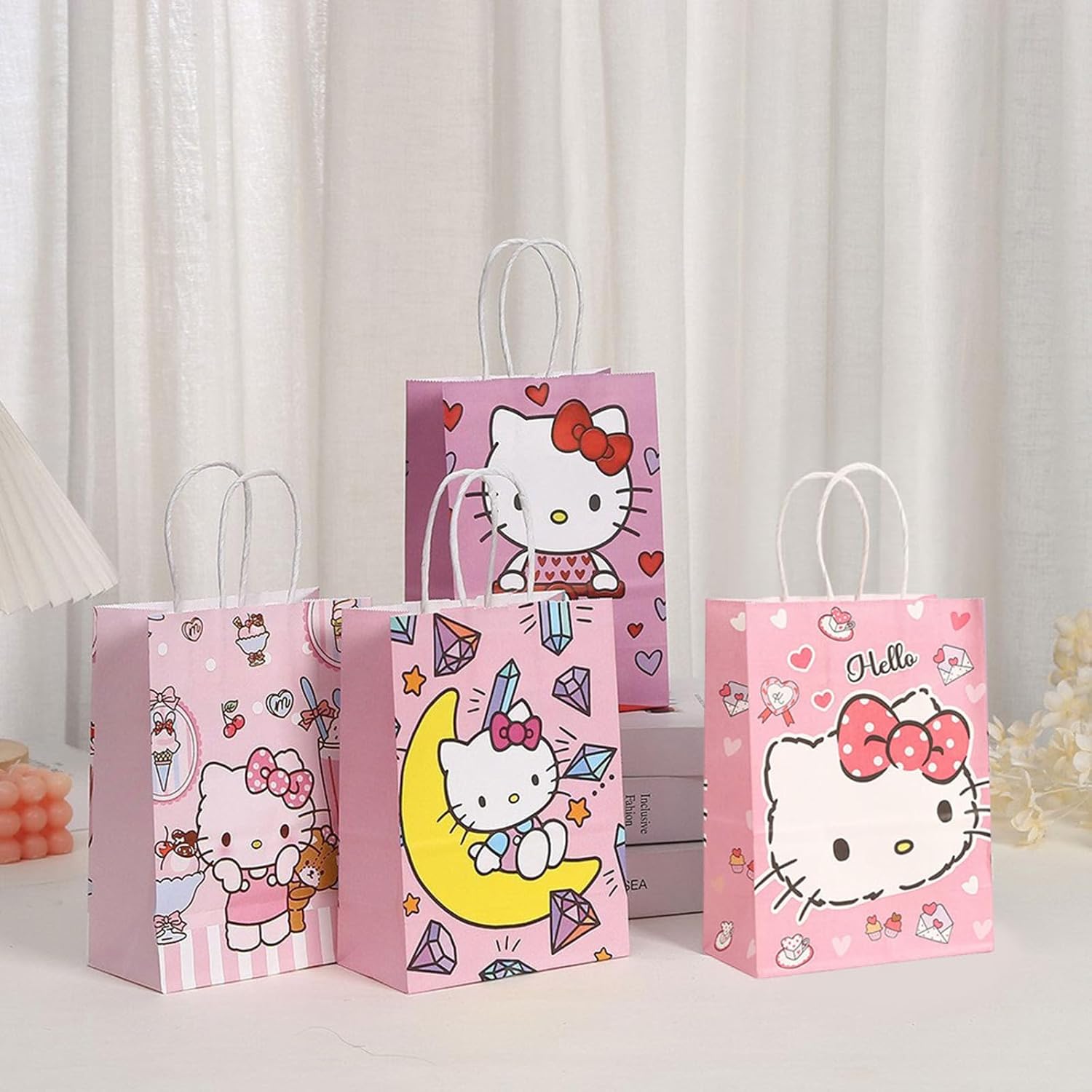Cute Birthday Party Supplies, 12 Pcs Party Favor Bags, Candy Goodie Treat Bags with Handle, Cartoon Birthday Party Decorations (A) - Image 7