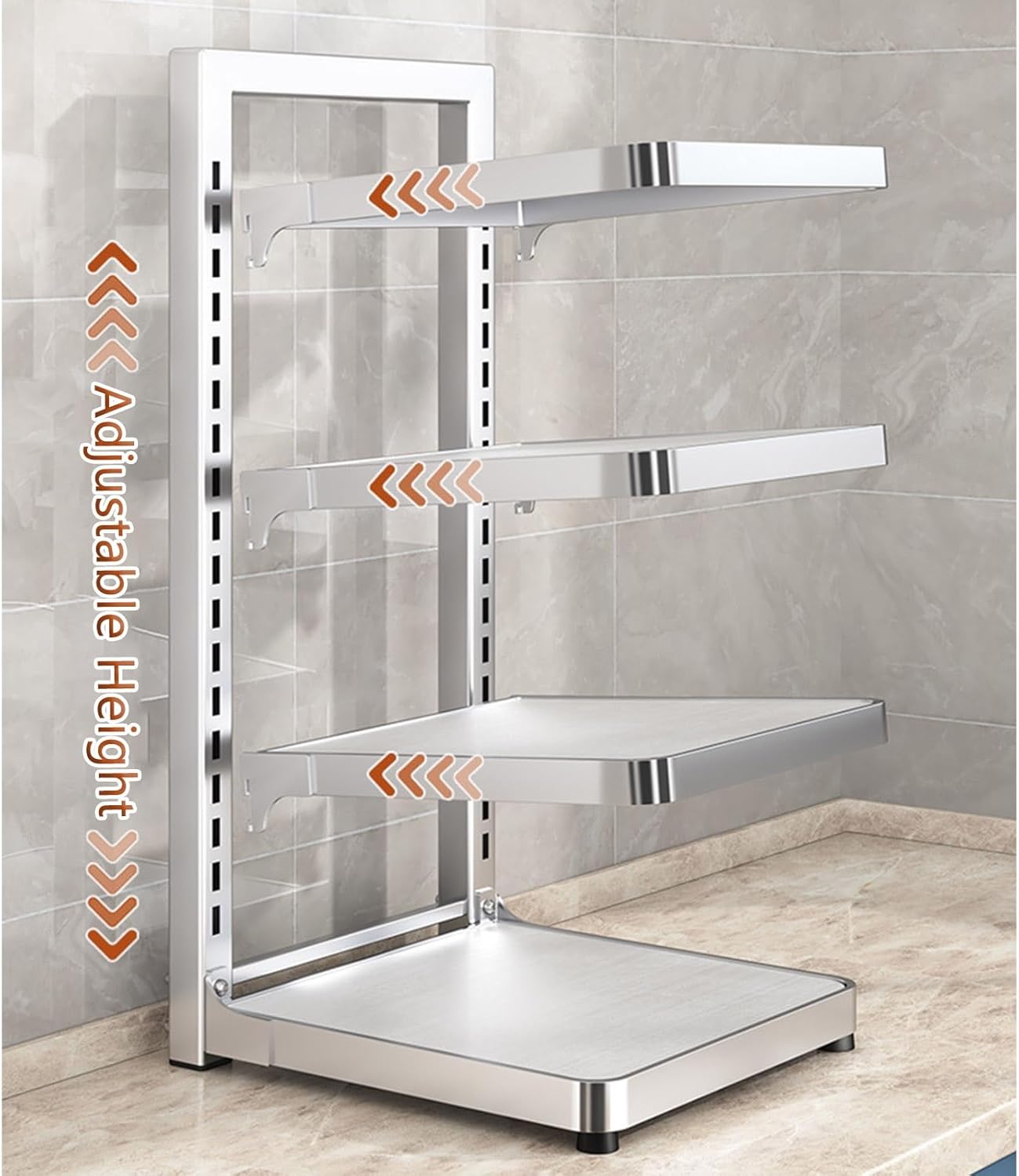 TemkIN Stainless Steel Pot and Pan Organizer Rack for Kitchen Counter, Adjustable Pan & Pot Rack Floor Organizer, Heavy Duty cookware Stand (Size : 4-Tier)