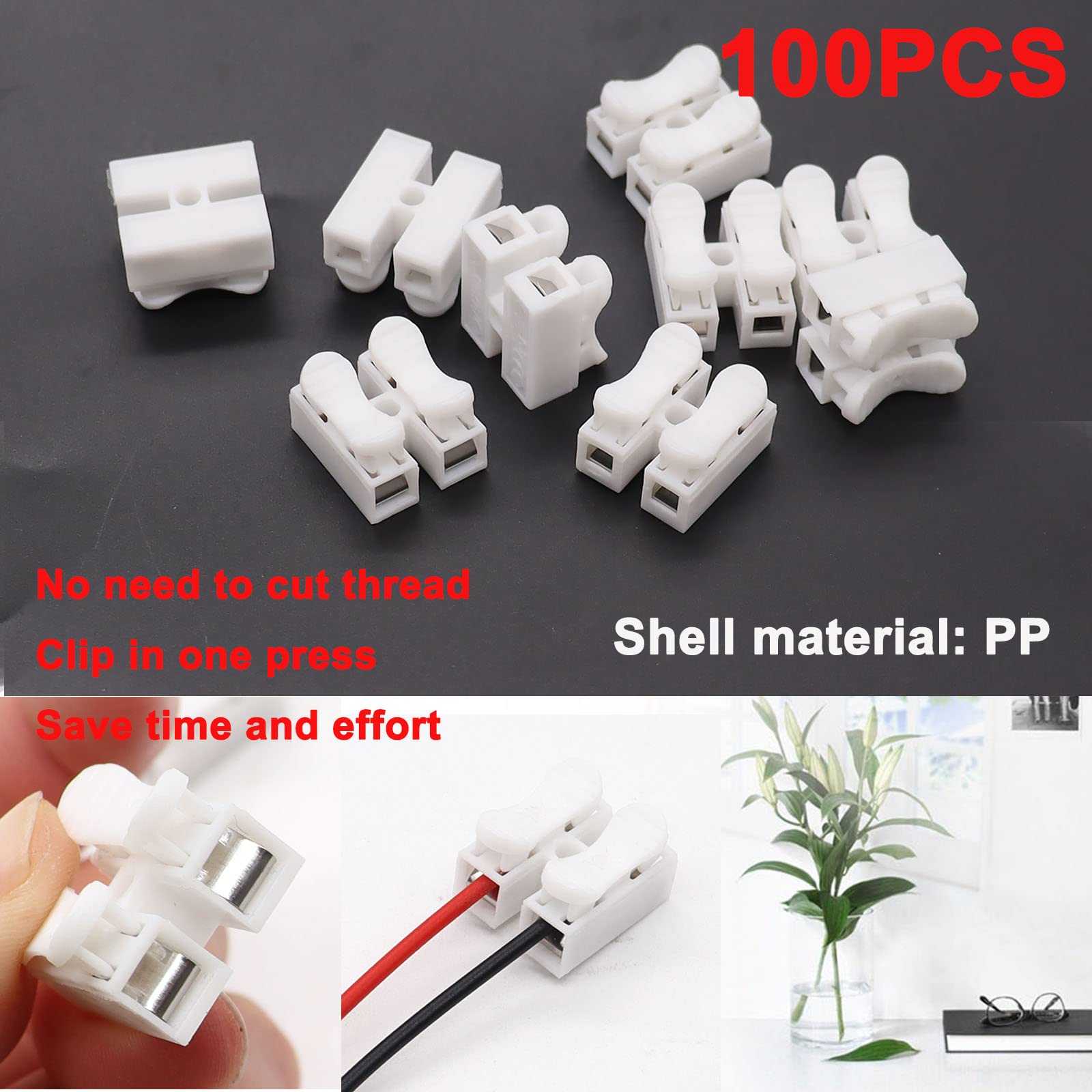 Snapklik.com : 100Pcs Push Quick Wire Cable Connector,White Wiring ...