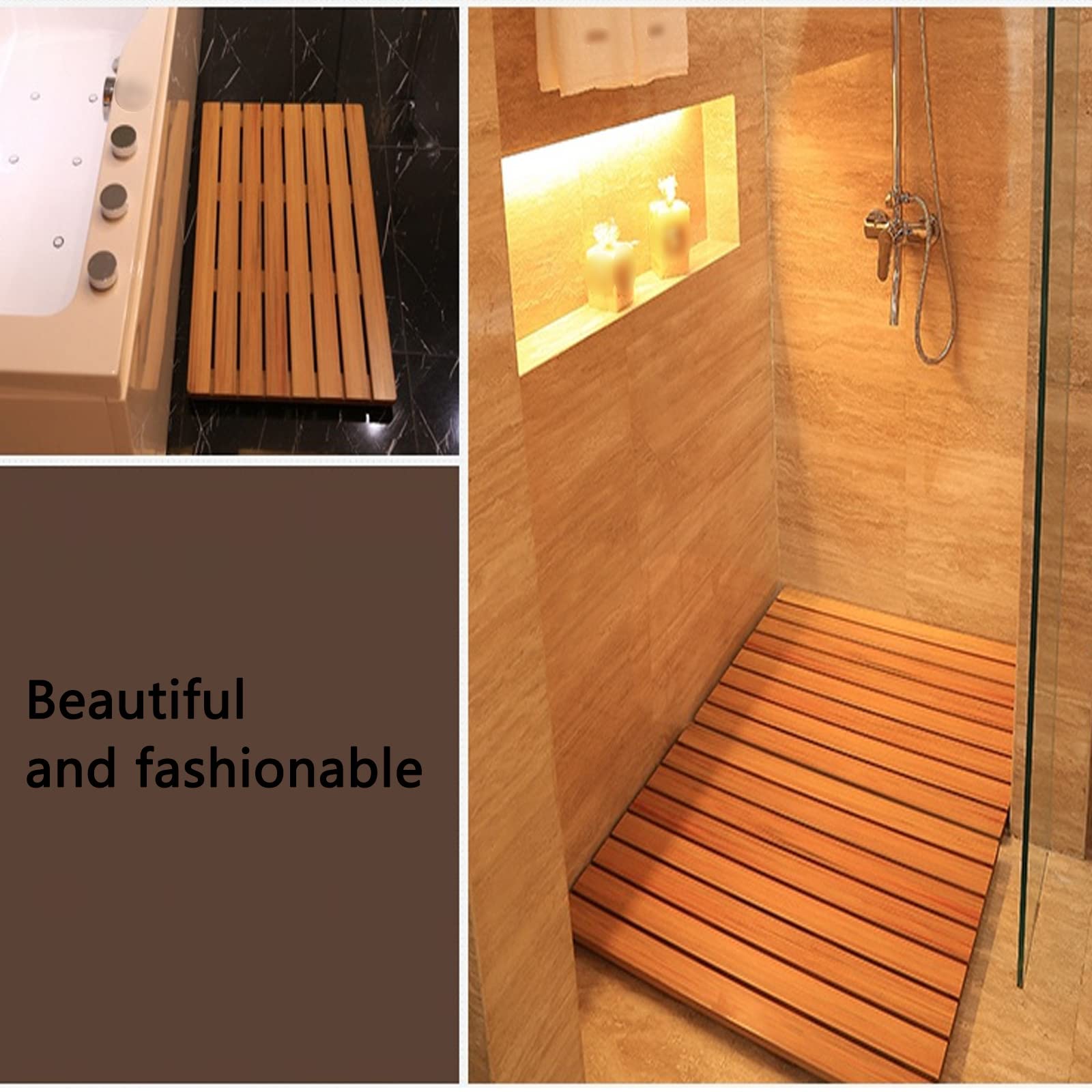 Pedana in Legno,Tappeto Sauna in Legno,Pedana Doccia Legno Ecologico,Pedana per Doccia Multiuso,Pedana Doccia in Legno,per Una Facile Conservazione,Adatto a Tutte Le Occasioni (66x40cm/26x15.7in)