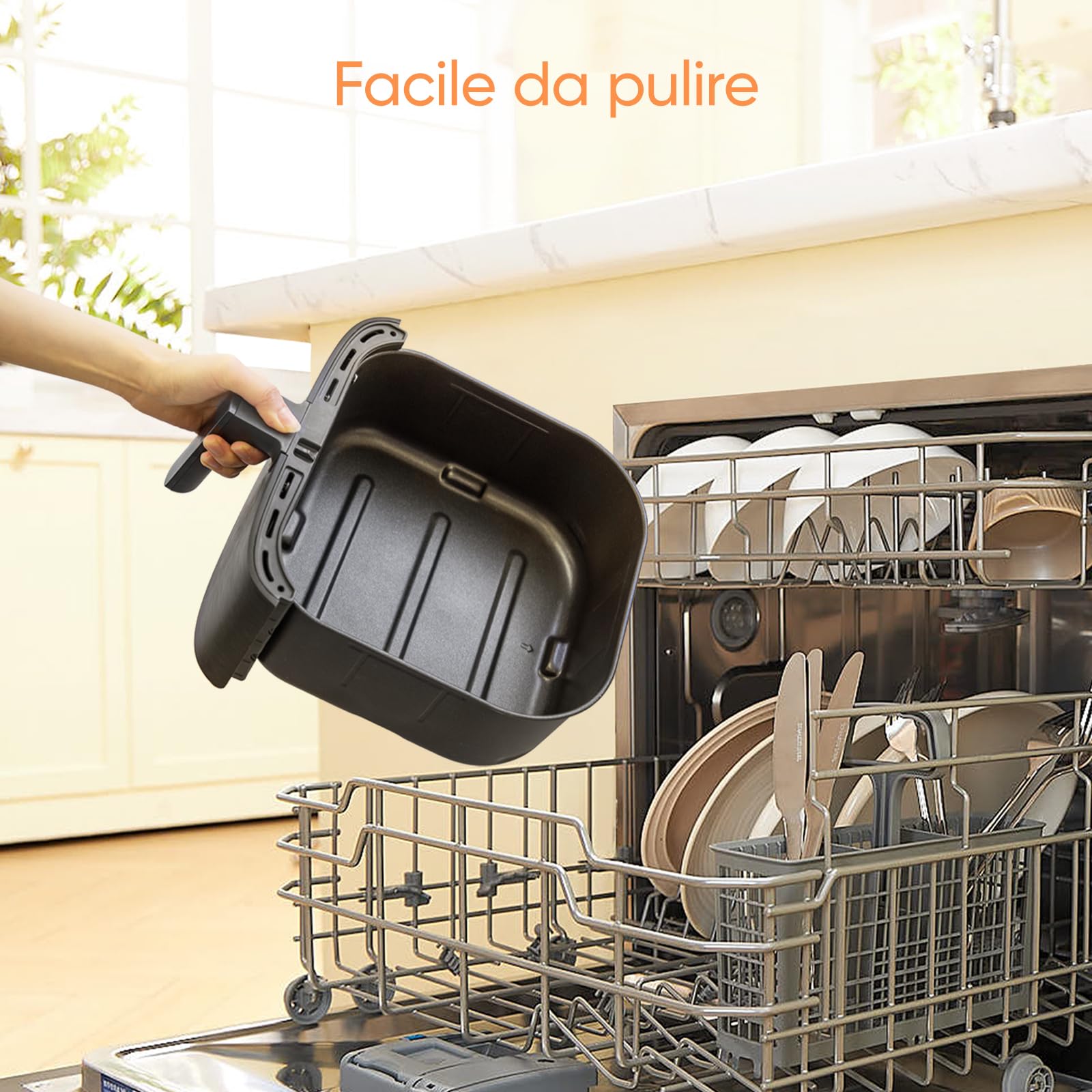 COSORI Friggitrice ad Aria CP158 5,7L Cestello Originale, Rivestimento Ceramico No PFAS, Accessori di Ricambio per Air Fryer CP158-AF, Antiaderente, Lavabile in Lavastoviglie, Grigio