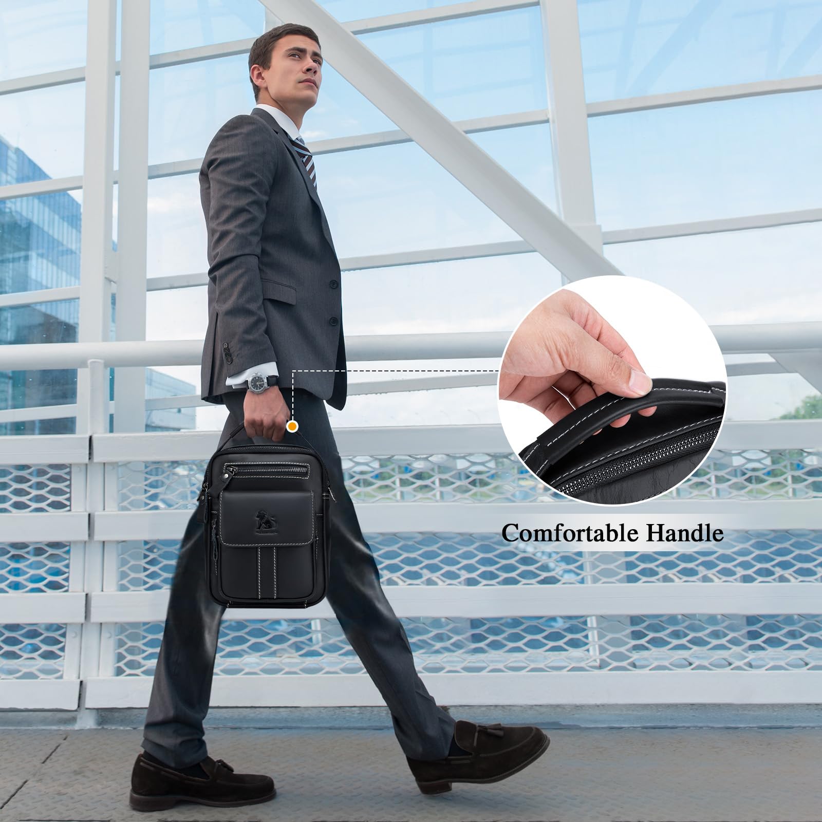 BAIGIO Borsello Uomo Pelle, Borsa a Tracolla Piccola Borsa da Uomini in Vera Pelle Casuale Borse Messenger Borse a Mano Borsa a Spalla per Ufficio Lavoro Viaggio Attività Commerciale