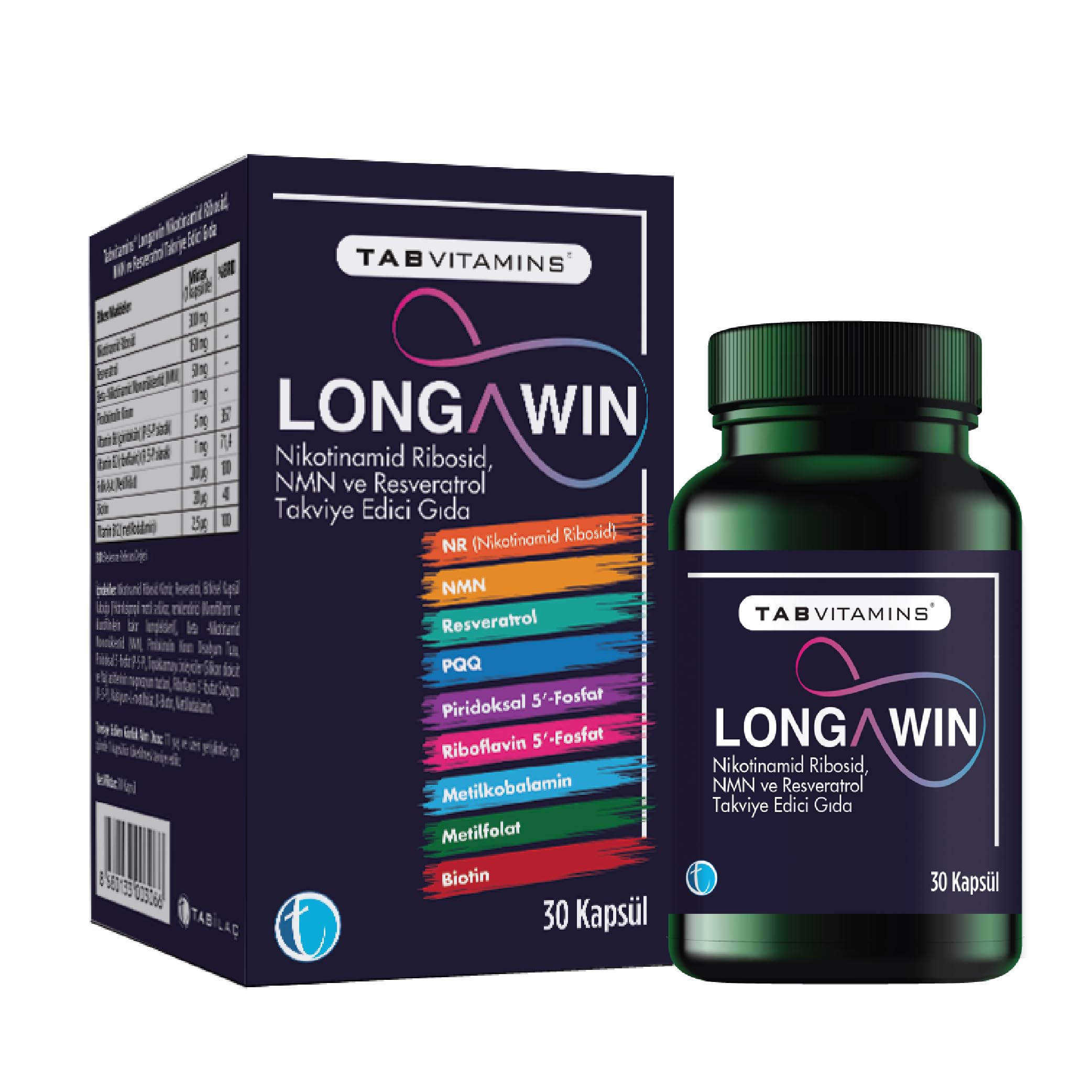 Longawin 30 Bitkisel Kapsül NR Nikotinamid Ribosid NMN Resveratrol PQQ