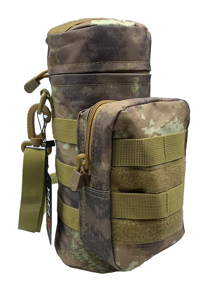 YAKASO Tactical Molle Water Bottle Holder Pouch Hydration Carrier Bag Tactical EDC Water Bottle Carrier with Detachable Shoulder Strap for Hiking
