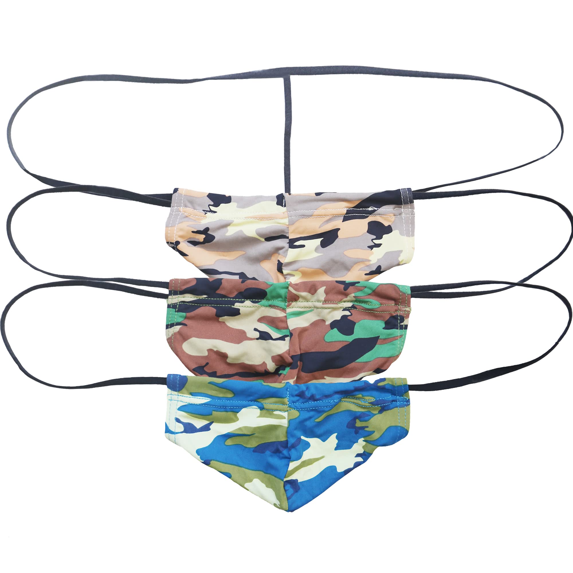 Yufeida Men's 3Pcs Strings Sexy G-String Thong Underwear Camouflage Low Rise Briefs Underpants Pack