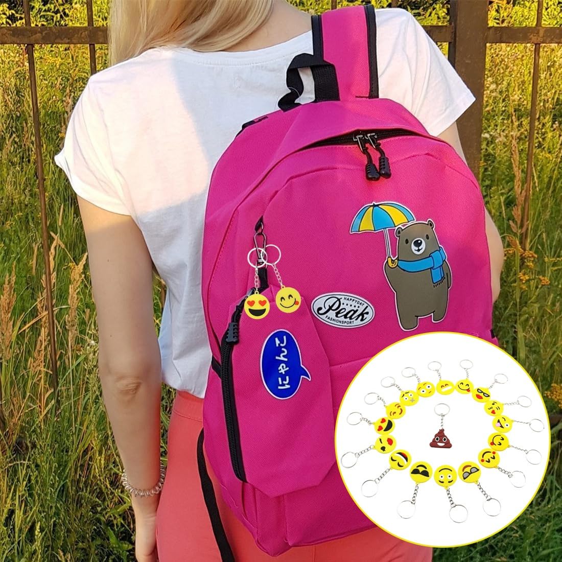 Llavero Emoji 17 Piezas Colgante Patrón Emoticon Decoración Fiesta Cumpleaños Niños