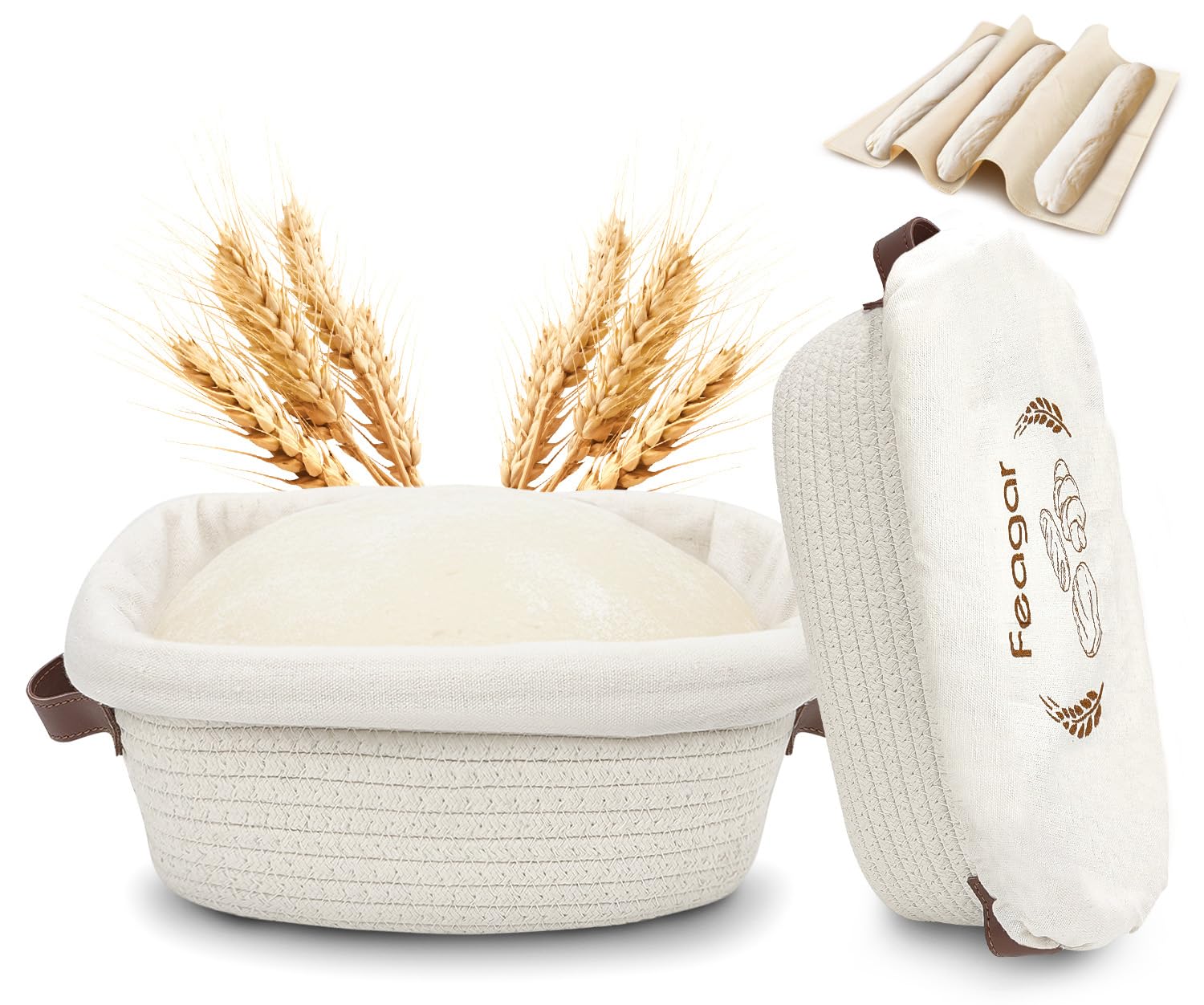 Feagar Bread Proofing Basket Set: XL 11.5” Banneton Holds 1000g Dou...