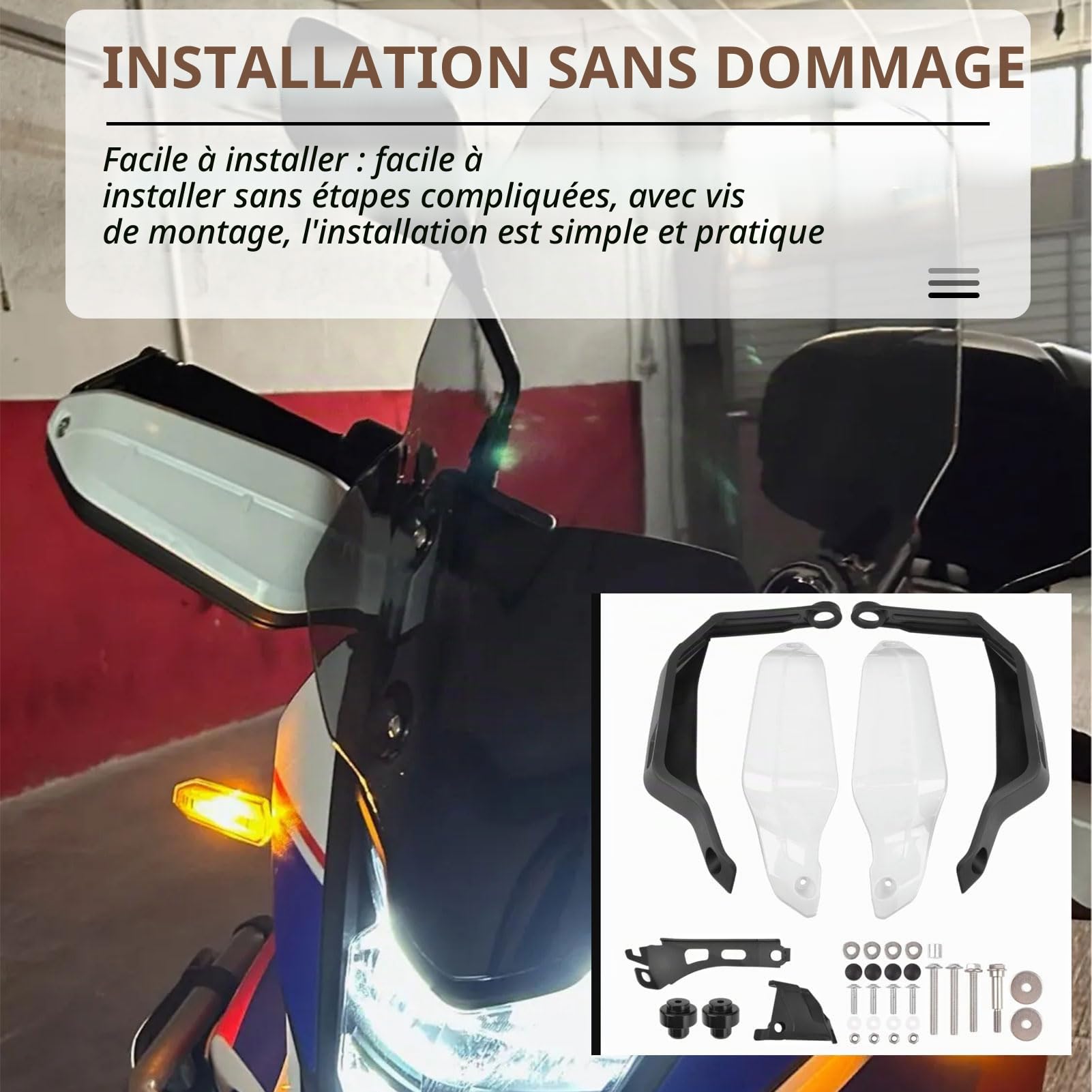 Protège-mains moto compatibles avec Transalp XL750 2023-2026 - Protection de levier de frein, guidon et pare-brise - Accessoires XL750 Transalp 750 (Noir - 2 paires)