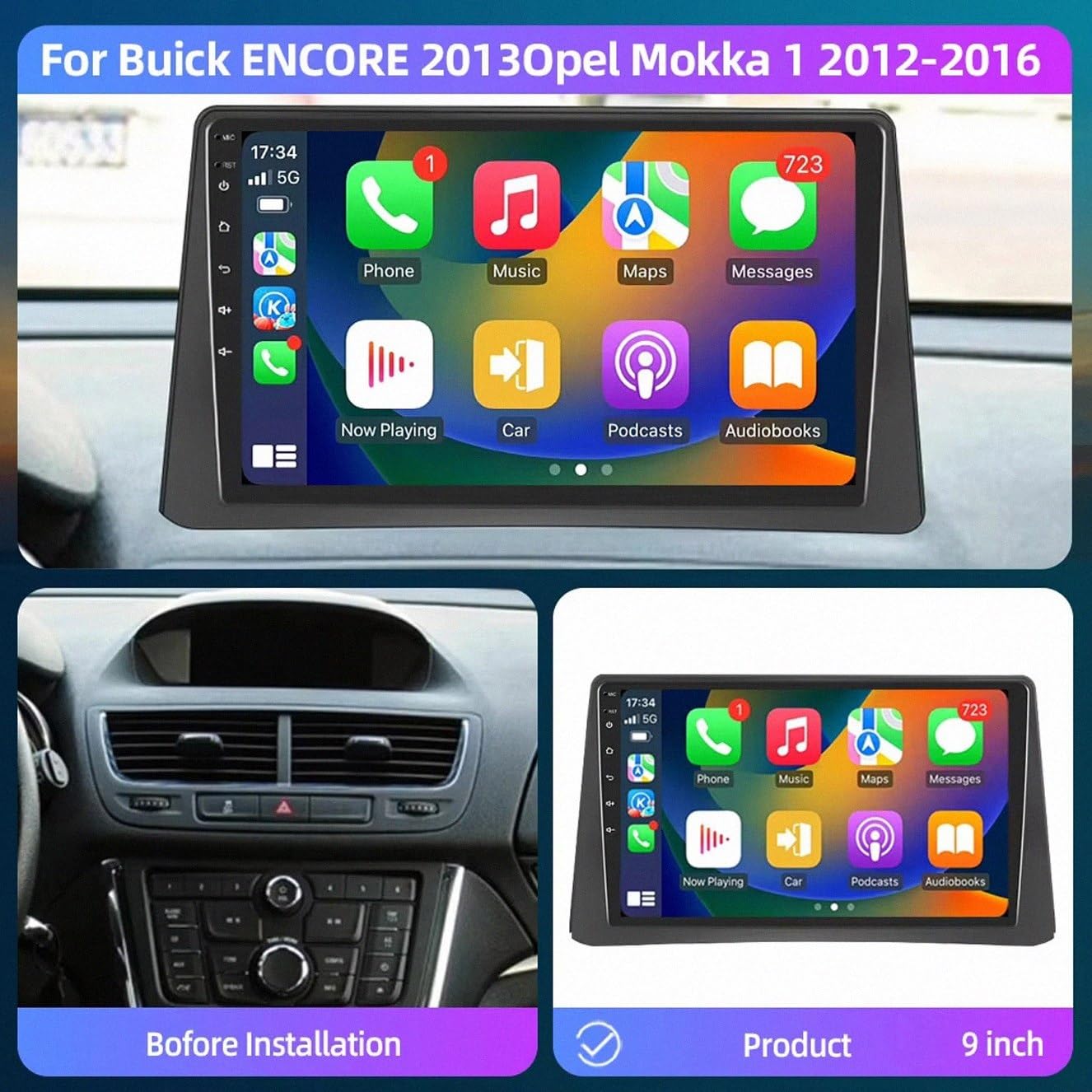 Navegación de Video del Automóvil para Opel Mokka 2012-2016 Soporta Bluetooth, Control Volante, USB, WiFi, 4G, Mirror-Link, GPS Navegador/Radio FM, 4 Nuclear 2G+32G