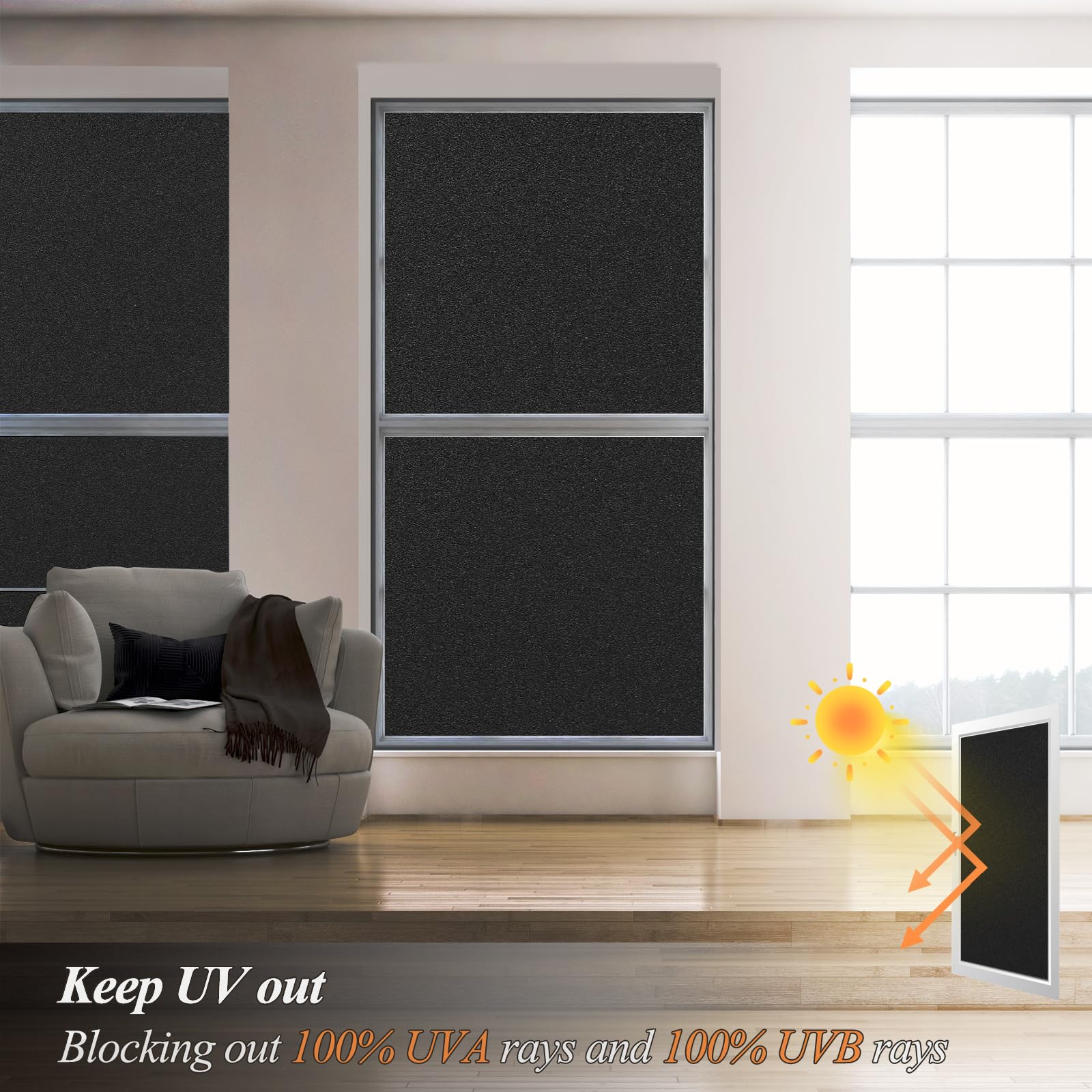Película de privacidad total opaca para ventana, película opaca con control de calor, bloqueo solar, película estática para ventanas, cubierta opaca, tinte extraíble para la casa