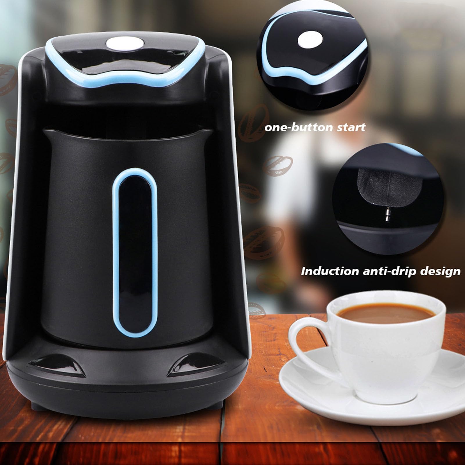 Ejoyous Machine à café Turque, 500 Ml de Kahve électrique Makinesi pour 4 Tasses de Cafetière à café Turc pour le thé Mocca, pour les Amoureux du Bureau de Voyage à Domicile
