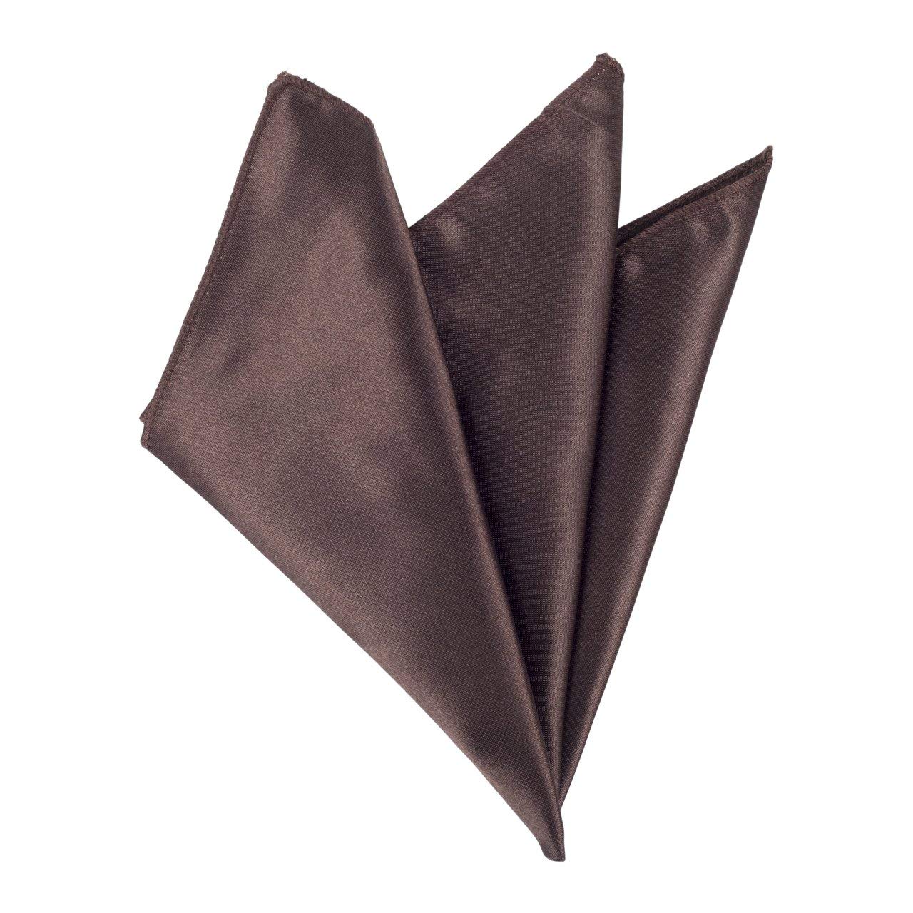 The Tie Co™ Satin Polyester Pocket Square – 28x28cm Handkerchief/Hanky for Suit Jackets, Weddings, Formal & Business Wear - Brown