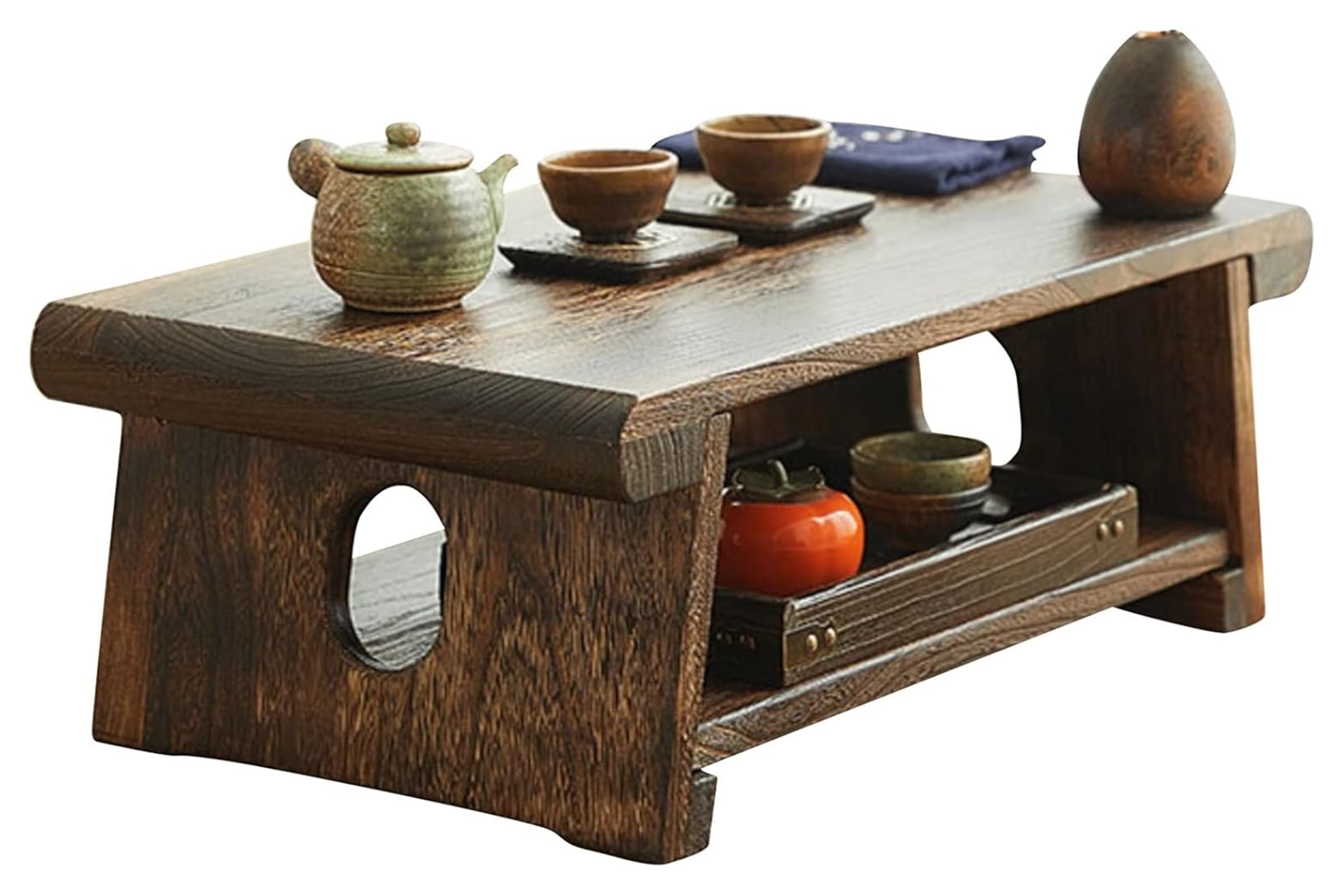 Table tatami gain de place avec pieds pliants style table basse japonaise