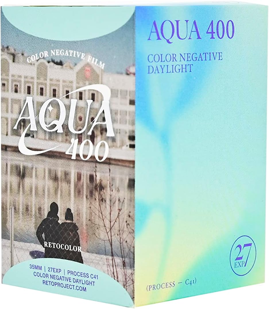 RETOCOLOR Aqua 400 35mm Color Negative Film, 27 EXP, ISO 400, C41 Process, DX Code, Retrocolor