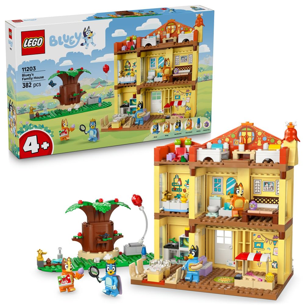 LEGO Blue Dom rodzinny Blue 11203 | Zabawkowy domek, dla 4-latka, prezent dla dziewczynki i chłopca, zestaw klocków dla dzieci, 382 elementy