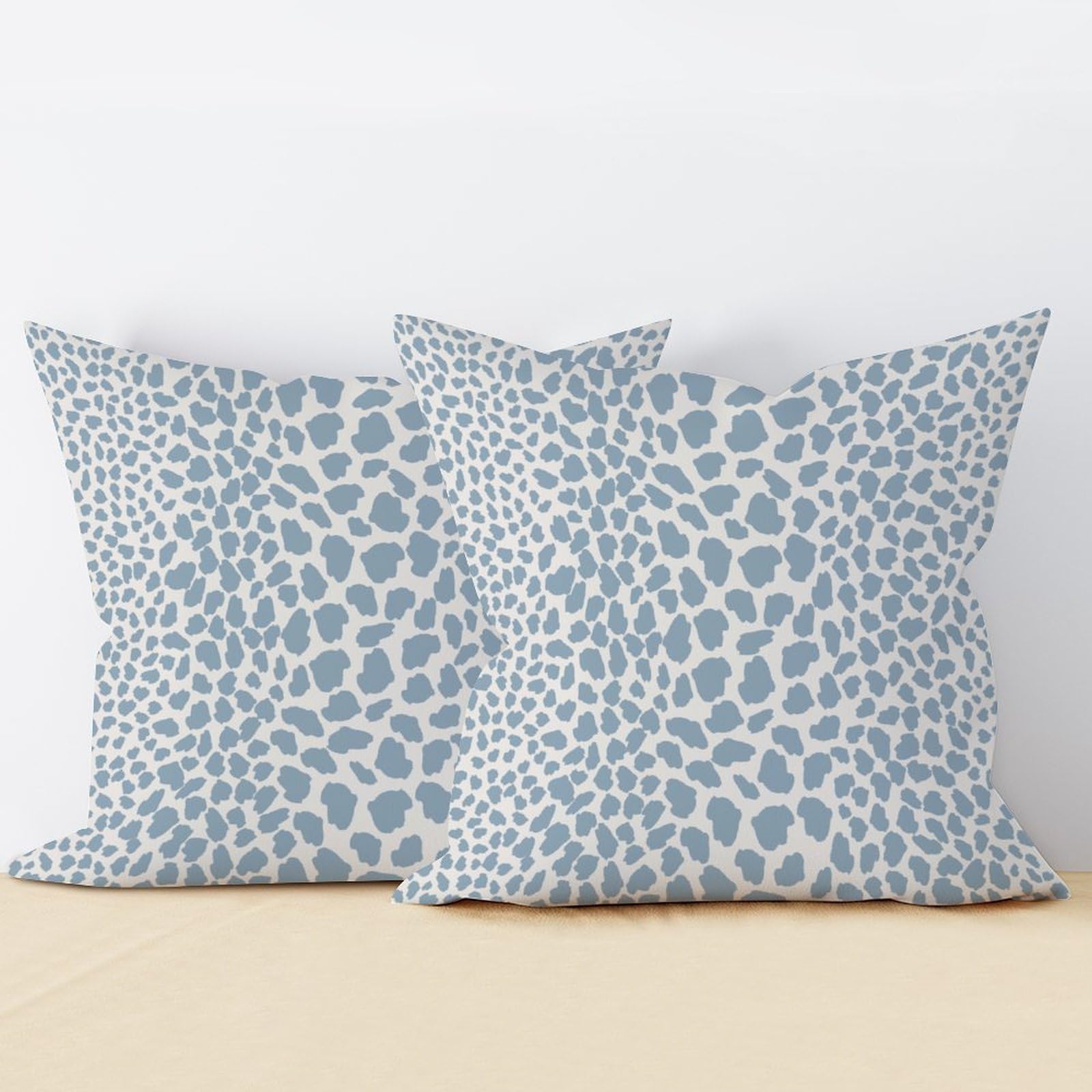 ArogGeld Pack of 2, Chinoiserie Pillow Cover 24x24in Blue Cheetah Throw Pillows Leopard Print Cow Animal Spots Sky Blue Euro Sham Pillow with Zipper