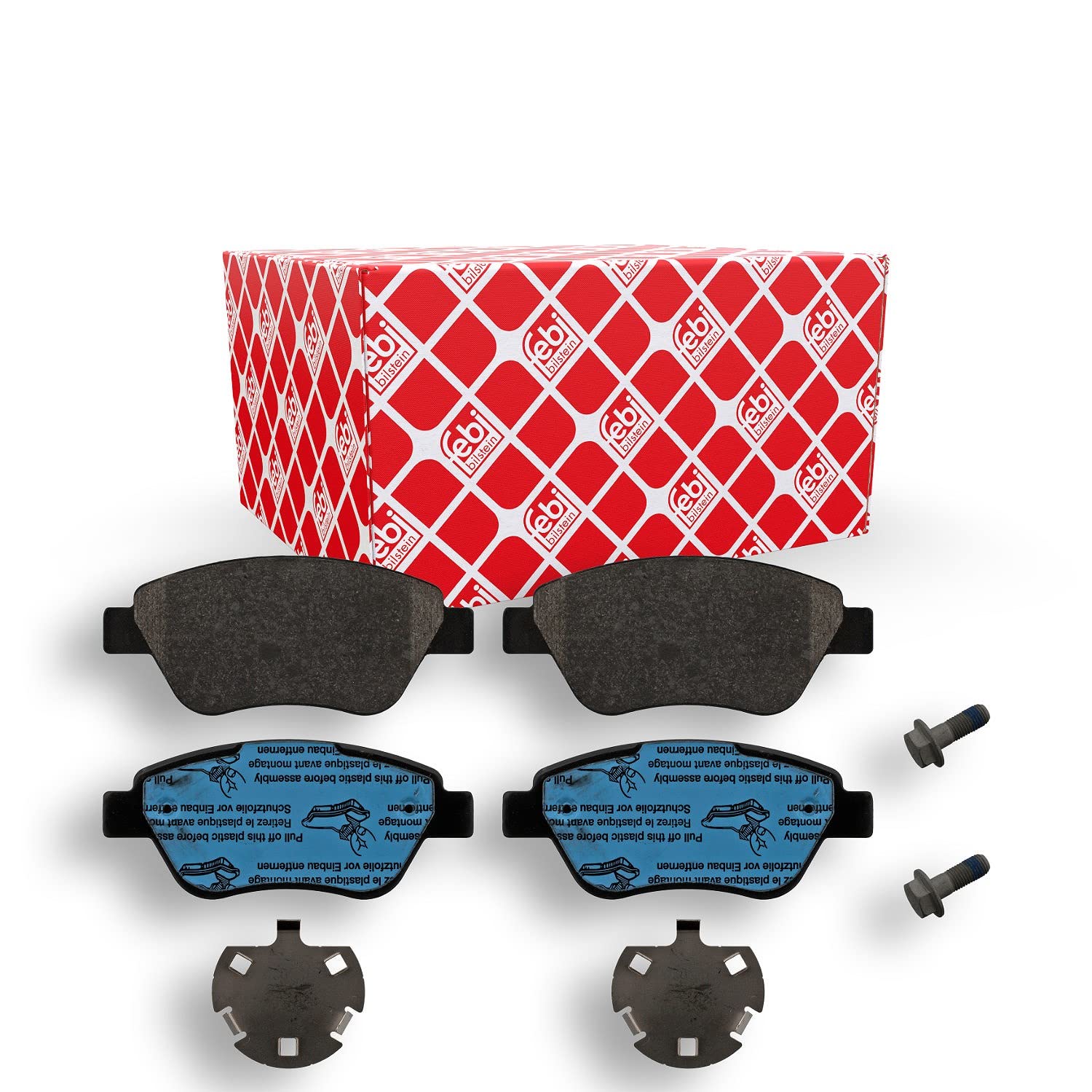 FEBI Brake Pad Set Front 123mm Length With Anti-Squeak Plate Fits Fiat Panda