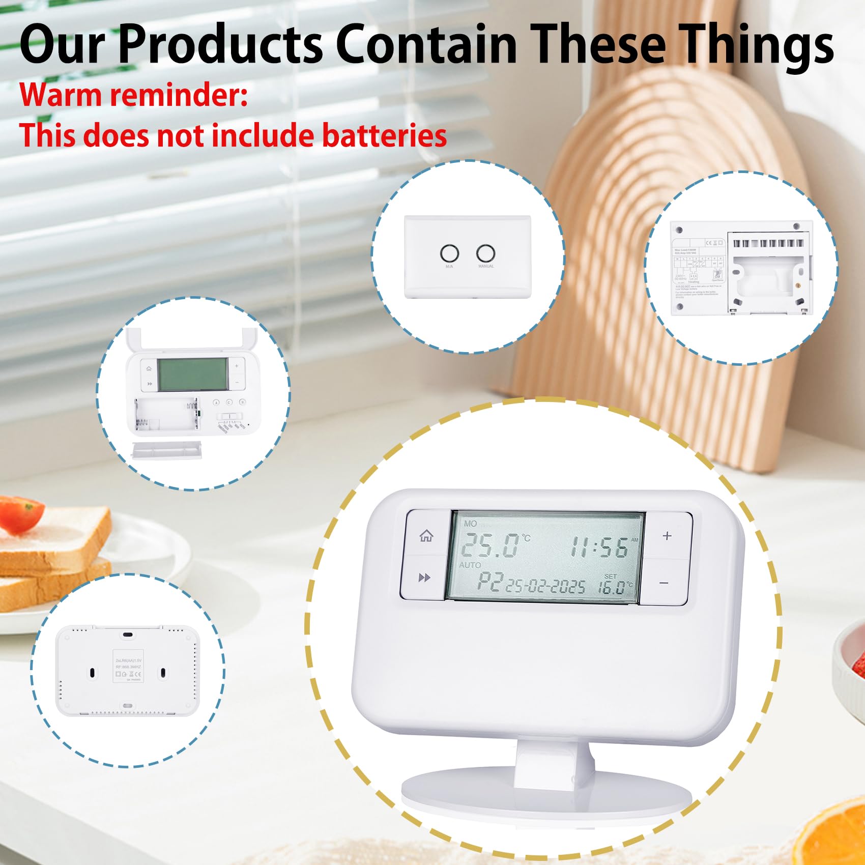 ESRTP4RF+ kabelloses, programmierbares Thermostat - Passen Sie die Innentemperatur über Programmierung an, verwalten Sie Heizsysteme intelligent und fördern Sie die Energieeffizienz