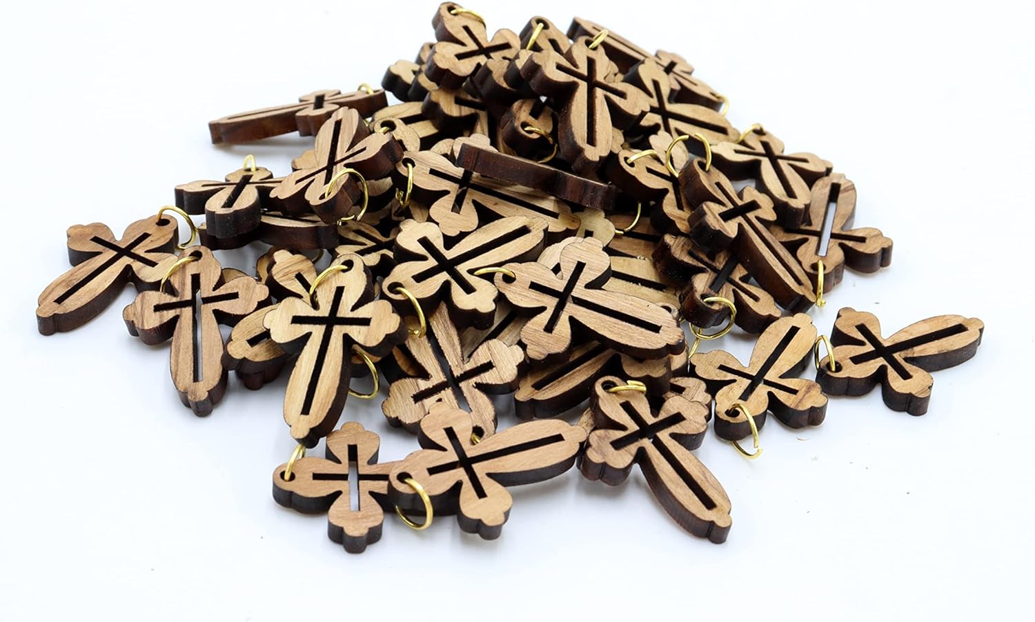 Olive wood crosses 50 PCS Hand Made Holy Land Jerusalem Pendants Cross Religion