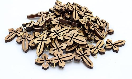 Miniatura 5 de Cruces de madera de olivo 50 piezas hechas a mano Tierra Santa Jerusalén Colgantes Cruz Religión
