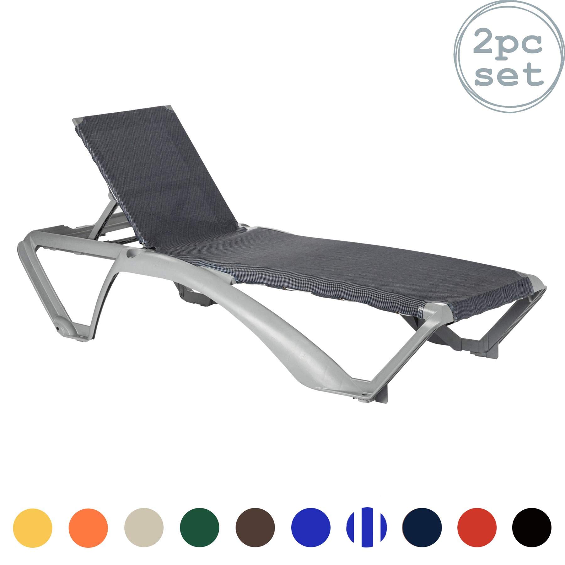 Buy Resol 2x Denim Blue & Grey Marina Garden Sun Lounger Bed