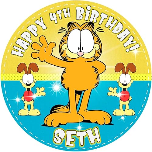 Garfield - Decoración de pastel comestible con imagen personalizada para cumpleaños, decoración de fiesta