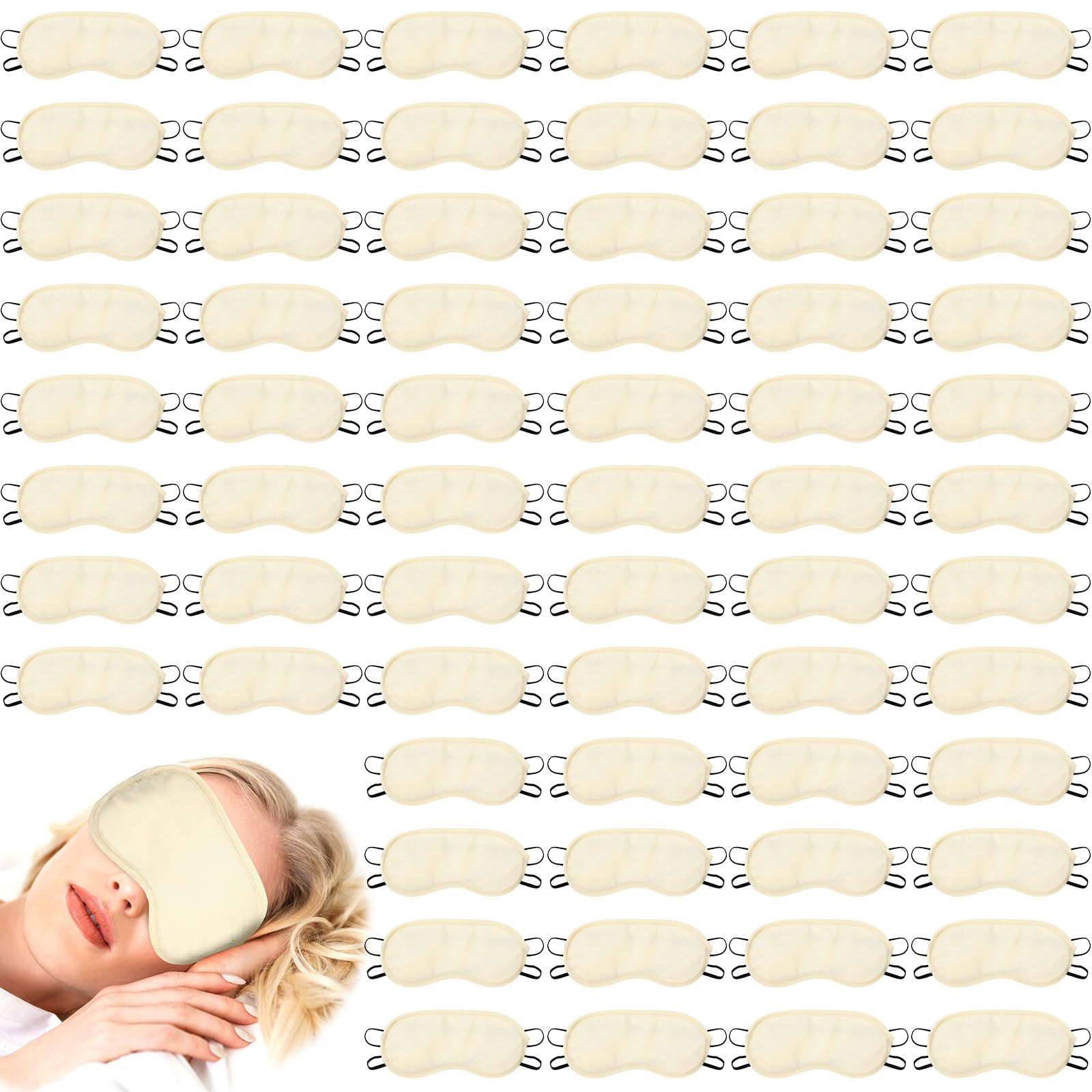 Tarpop 200 Pcs Eye Mask Sleeping Blindfold Eye Cover with Adjustable Strap for Games Party Team Building Travel Individually Wrapped Sleep Mask for
