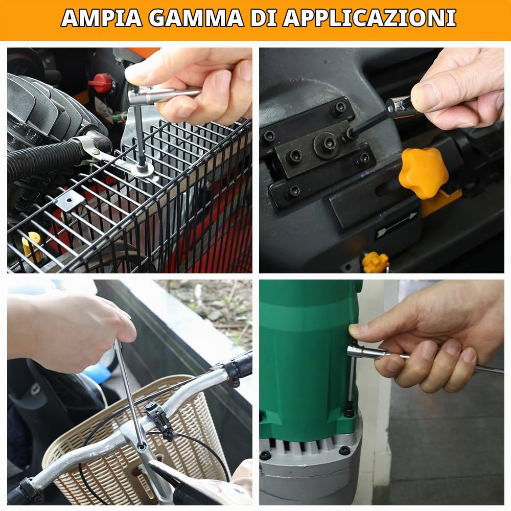 Hoteche Set di 9 chiavi Torx T8-T40 | CRV cromo vanadio | cromato opaco con impugnatura a T