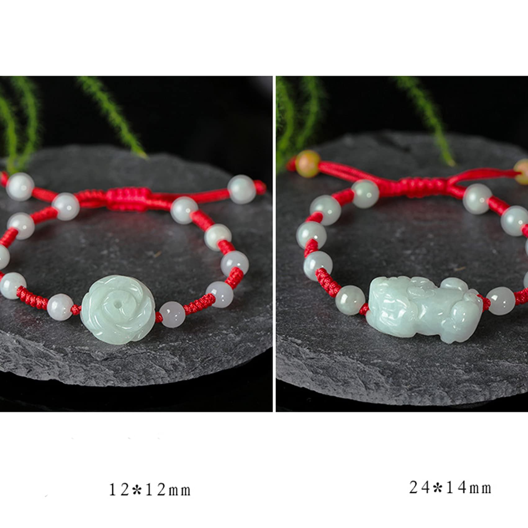 Pulsera De Cuentas, Esmeralda Lucky Peonía Flor Hilo Rojo Cuerda Joyería De Vacaciones Amuleto Atraer Dinero Prosperidad Suerte,B