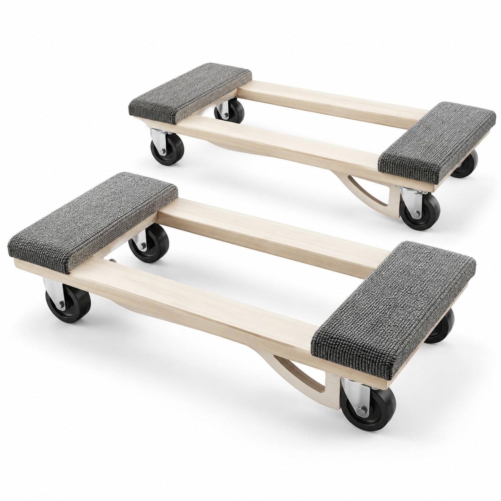 Zestaw wózków meblowych, 2 sztuki, drewniana platforma, 8 kółek obrotowych, udźwig 450 kg, do transportu domowego