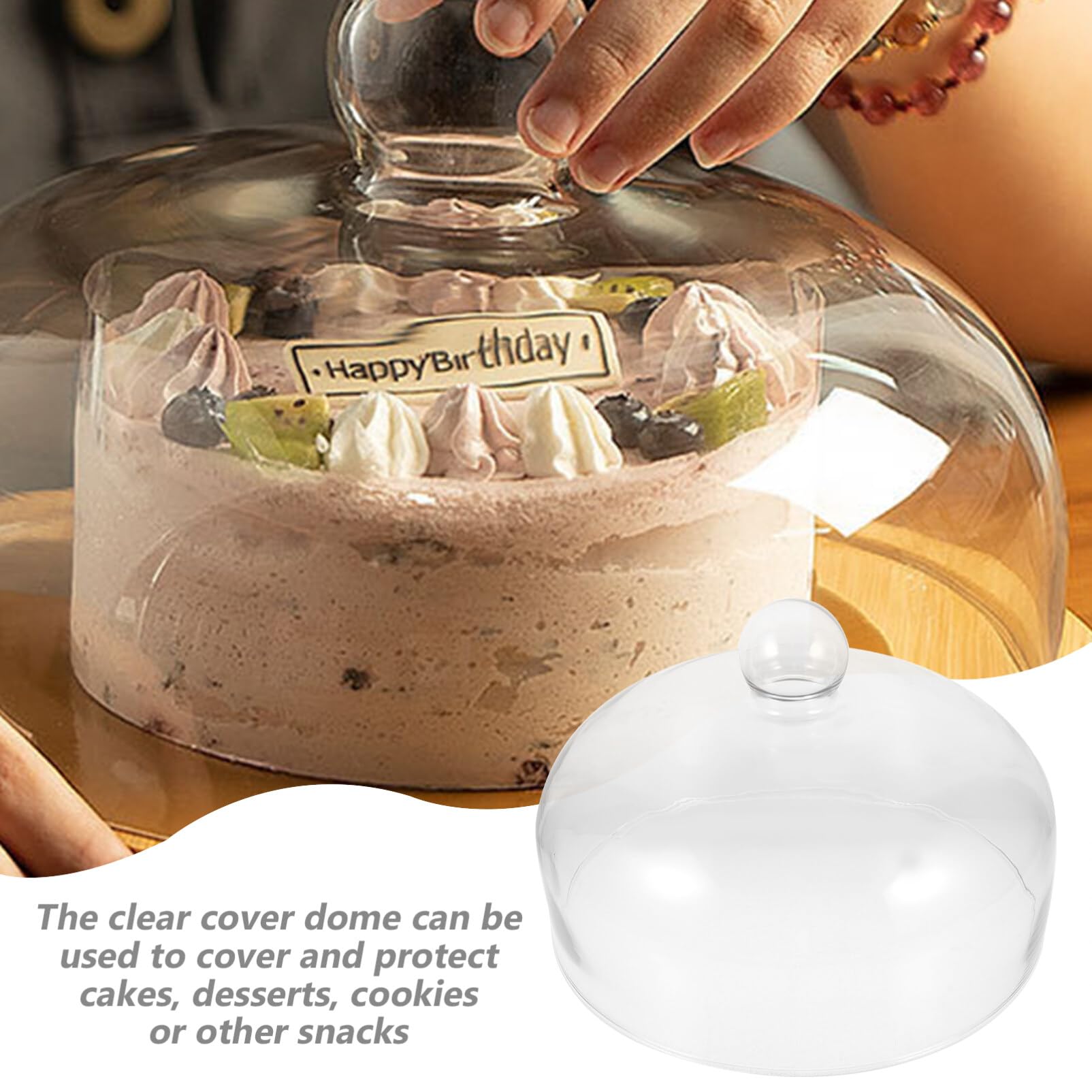 Yardwe Cubierta De Cúpula Para Tartas Cubierta De Cristal Para Exhibición De Tartas Con Asa Cubierta Transparente Para Platos De Comida Y Aperitivos Para Postres De Tartas (9 Pulgadas)