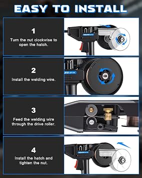 AZZUNO Aluminum MIG Spool Gun, LBT-150 Euro Connector 2-Pin 10-ft Spool Gun Torch for MIG Welder AZZUNO MIG-200PRO/MIG-250F/MIG-200L/MF-200L(Black)