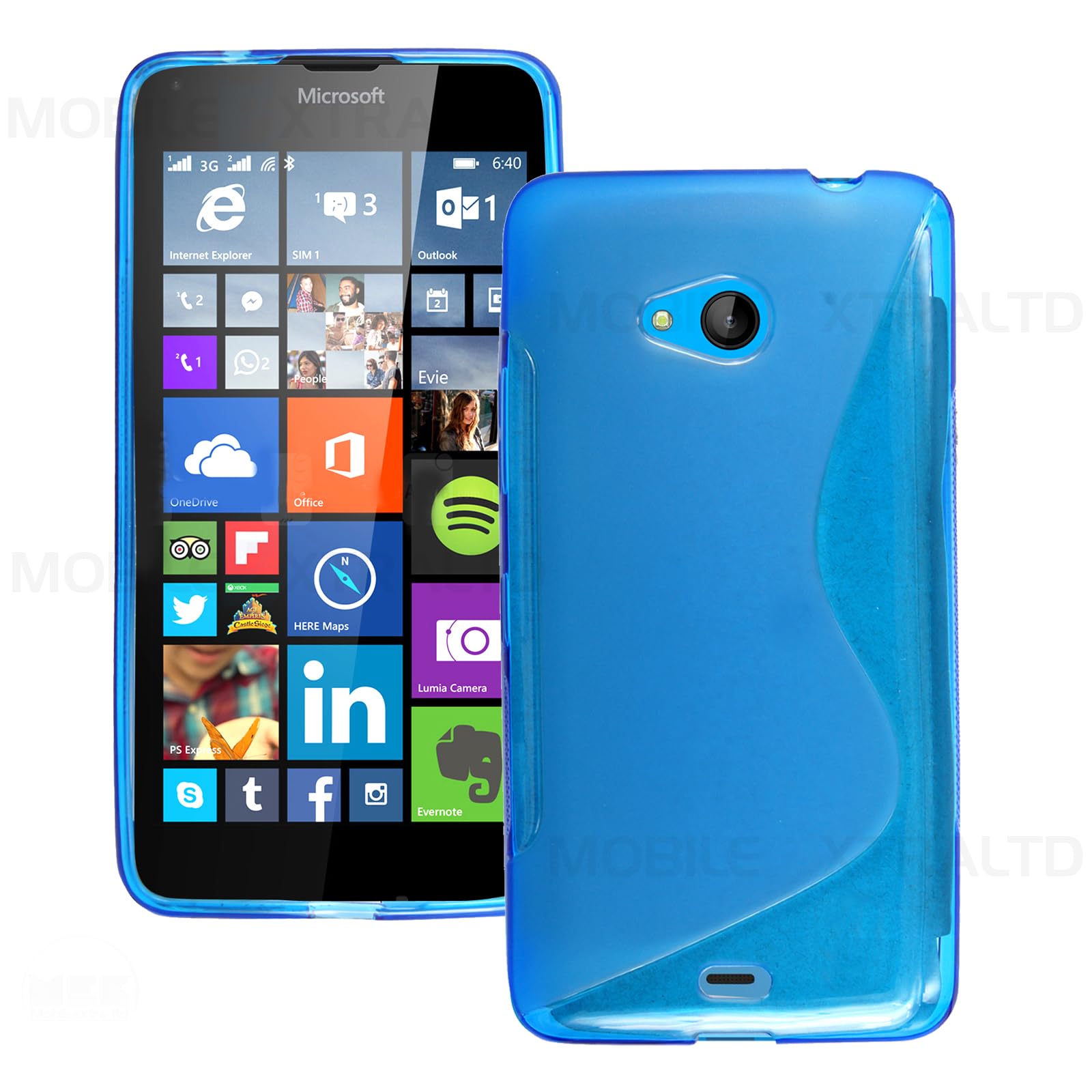 For Microsoft Lumia 540 Phone Case, Shockproof Soft Silicone Gel TPU Protective Slim Fit Durable Back Guard Phone Cover for Microsoft Lumia 540 - Blue S Line