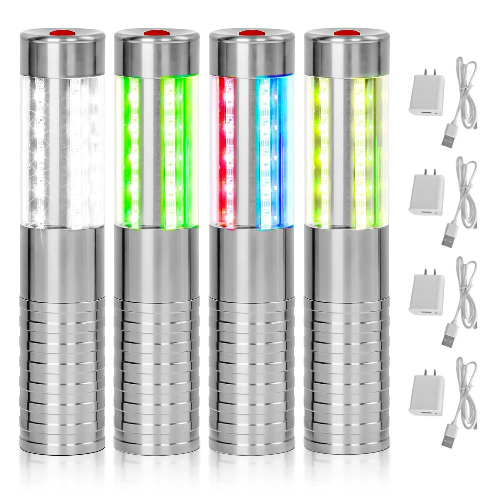 Zylzhmch Girls 4-Sliver-Colorful 4 Pieces Bottle Service Lights, Rechargeable Bottle Sparklers, Reusable Bottle Lights, Champagne Bottle Service Sparklers For Bar Nightclub Concert Birthday Wedding Party
