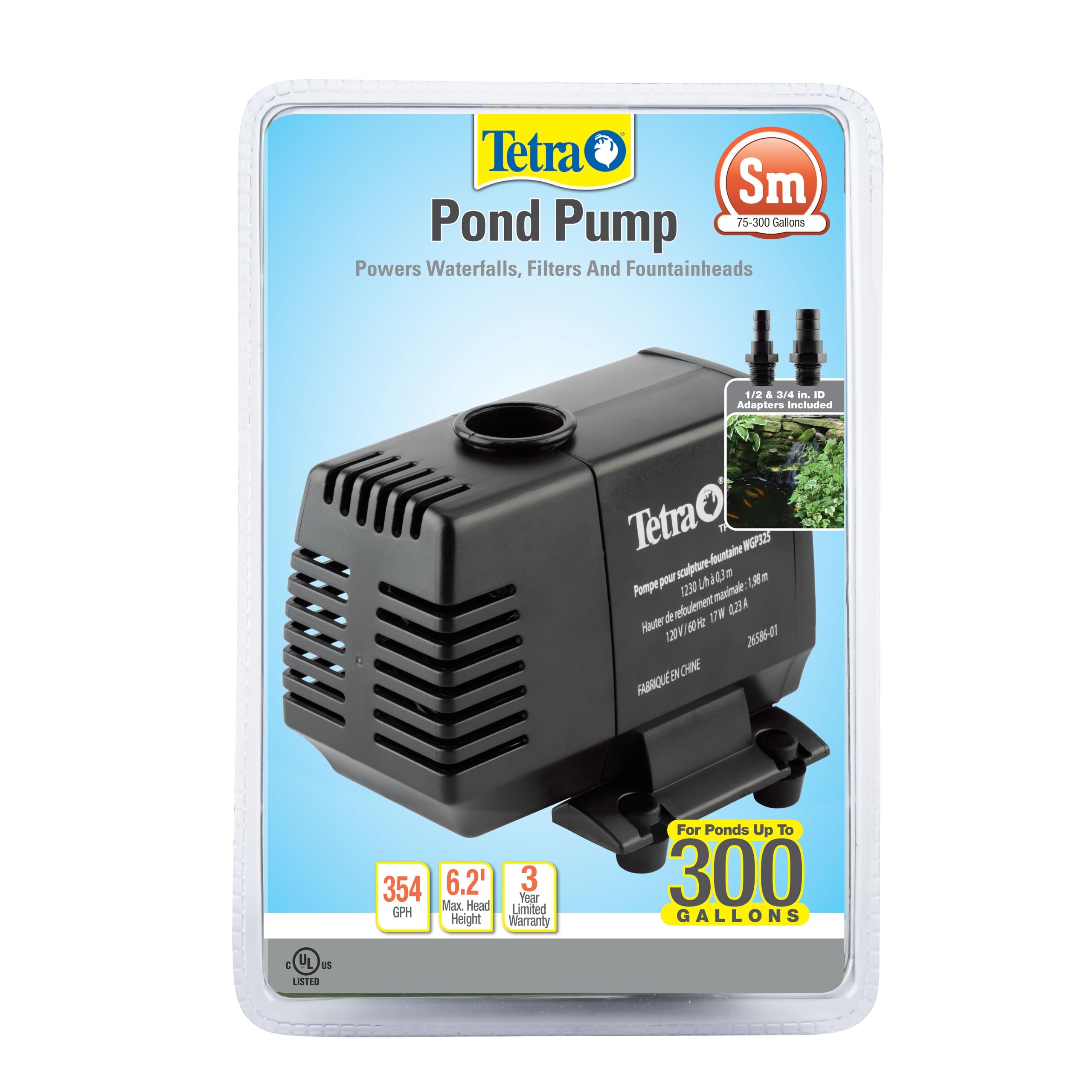 TetraPond Water Garden Pump, Powers Waterfalls/Filters/Fountain Heads