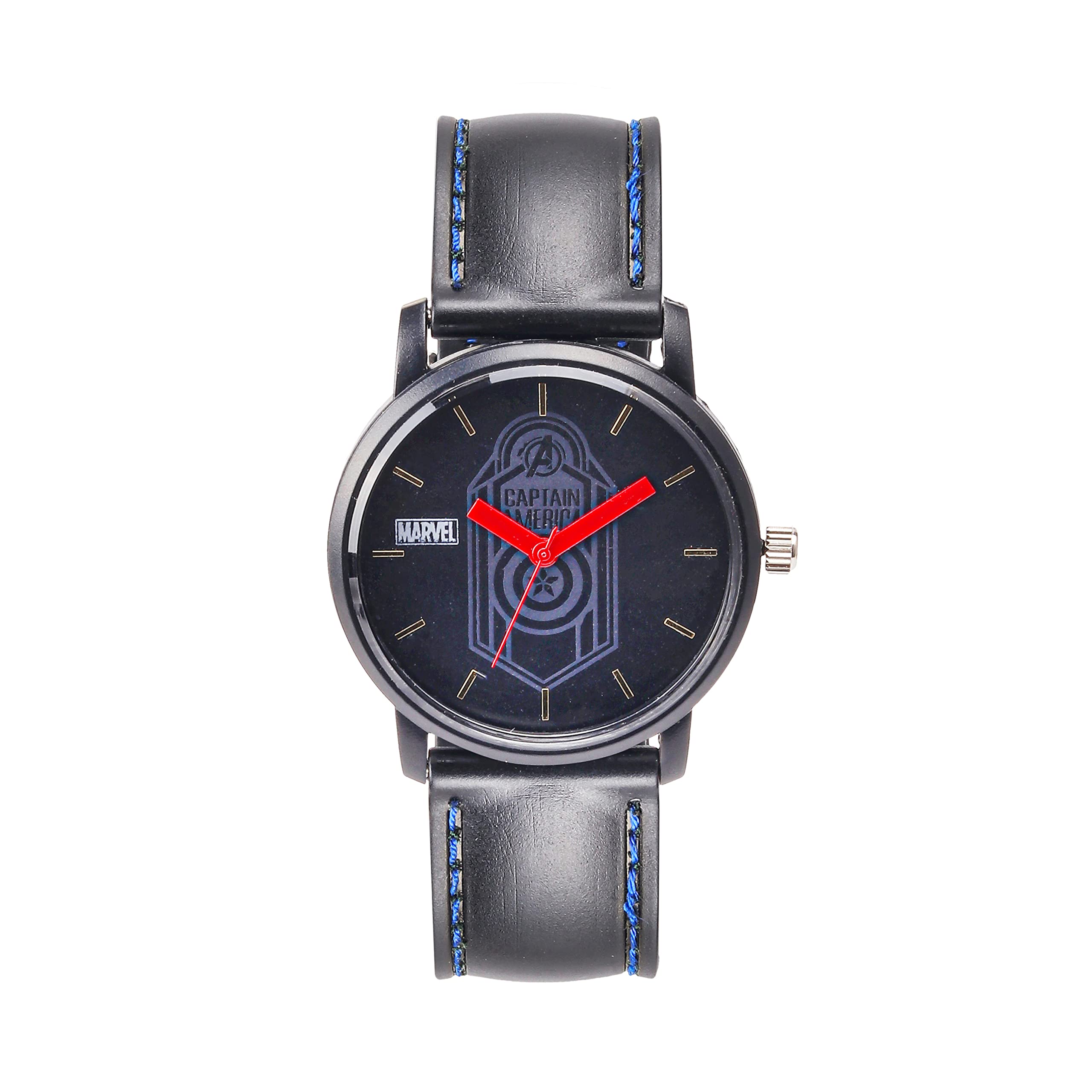 Marvel Captain America Leather Strap Analog Wrist Watch for Men (Black) | AZ359 (B0C625XWT1) Amazon Price History, Amazon Price Tracker