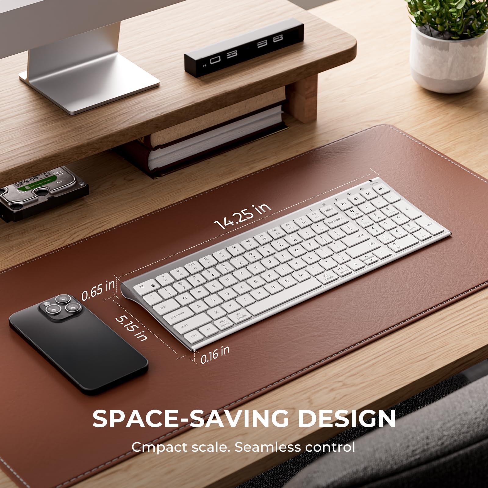 iClever BK10 SE Bluetooth Keyboard for Mac, Multi-Device Slim Wireless Keyboard with Numeric Keypad, Standard Full-Size Keys, USB-C Rechargeable, Compatible with iPad Windows iOS Android — view 6