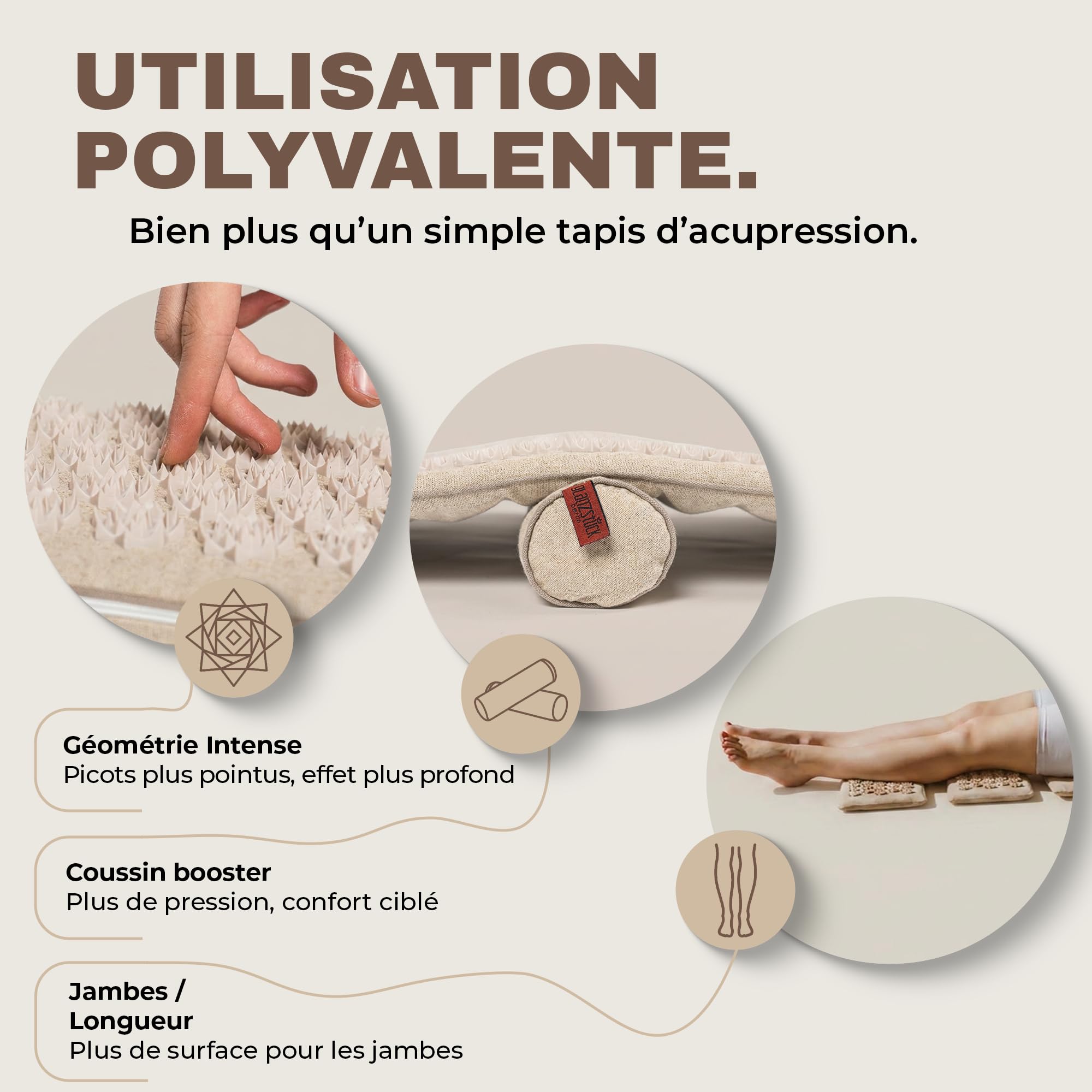 Glanzstück Berlin®: Tapis d'acupression XXL Lounge Intense pour tout le corps, idéal pour les débutants, en cas de tension, maux de tête, maux de dos, stress