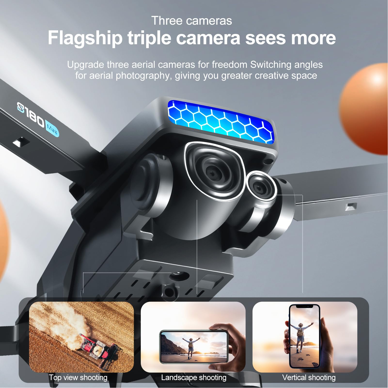 Drones RC para Adultos y Principiantes, Cámara Dual HD 8K Lente de 90 Grados Posicionamiento de Flujo óptico de 4 Lados Motor sin Escobillas Drones RC (Batería única)
