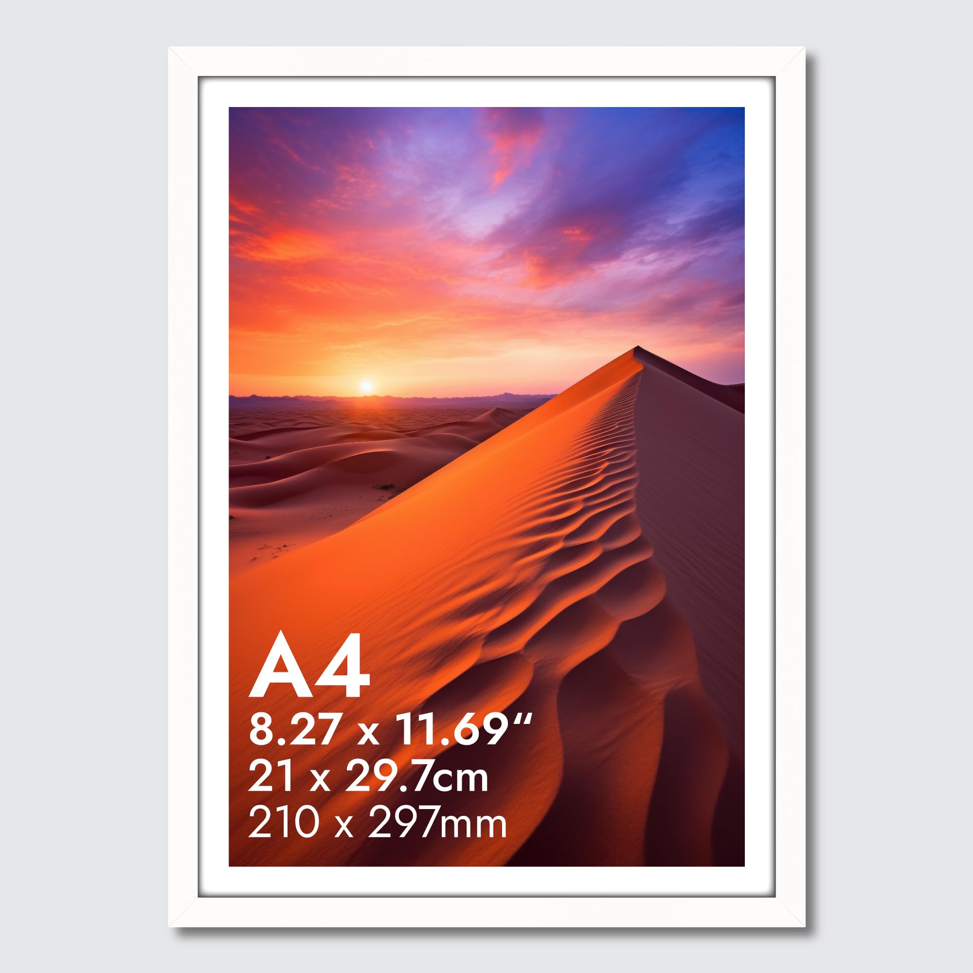 HNK A4 Photo Frame Engineered Wood and Plexiglass, A4 Frame White (21x29.70cm) Dual Orientation Landscape or Portrait, A4 Picture Frames Wall Hanging or Tabletop Display Photos for Home, Office