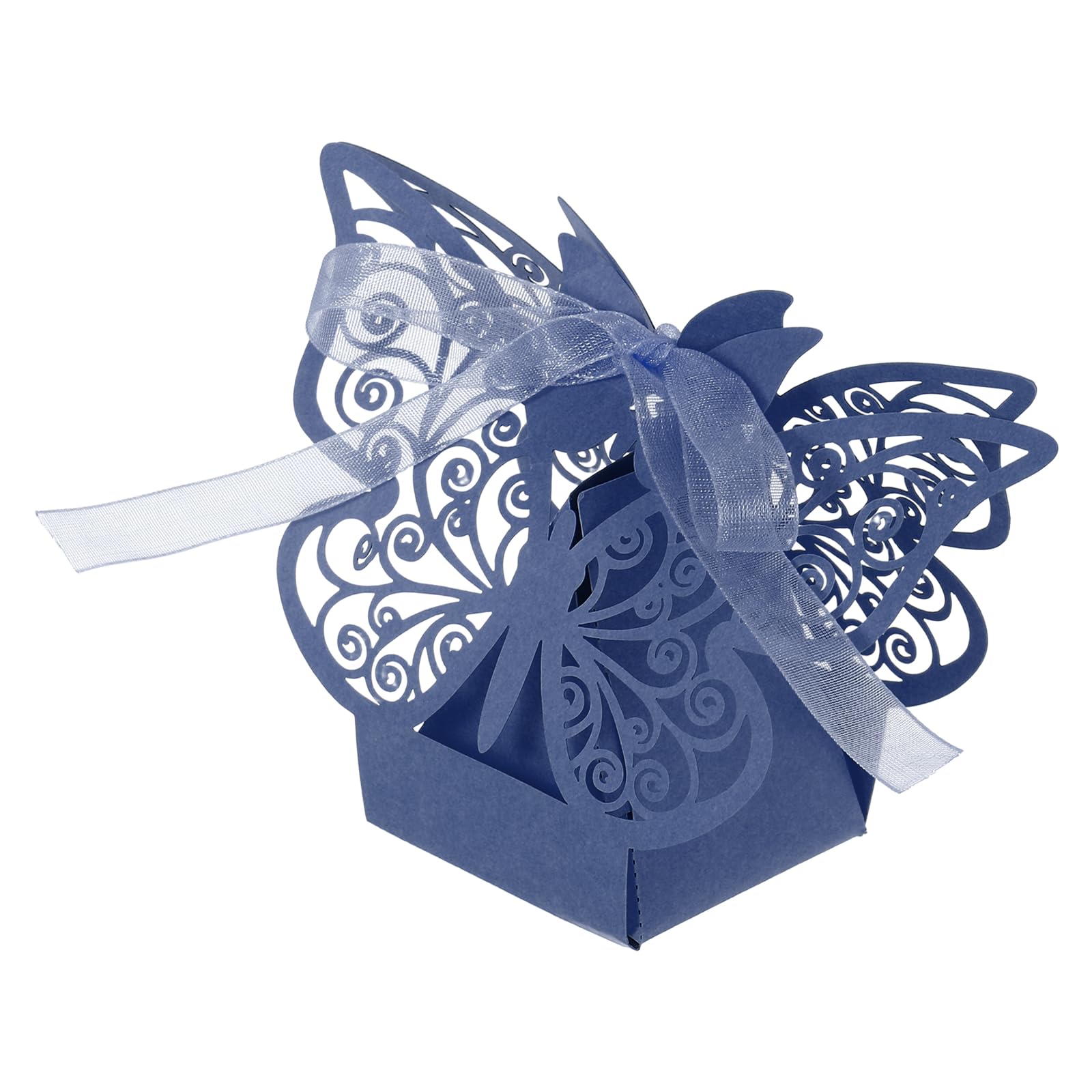PATIKIL Butterfly Favor Boxes Candy Gift Boxes with Ribbons Purple 50Pcs