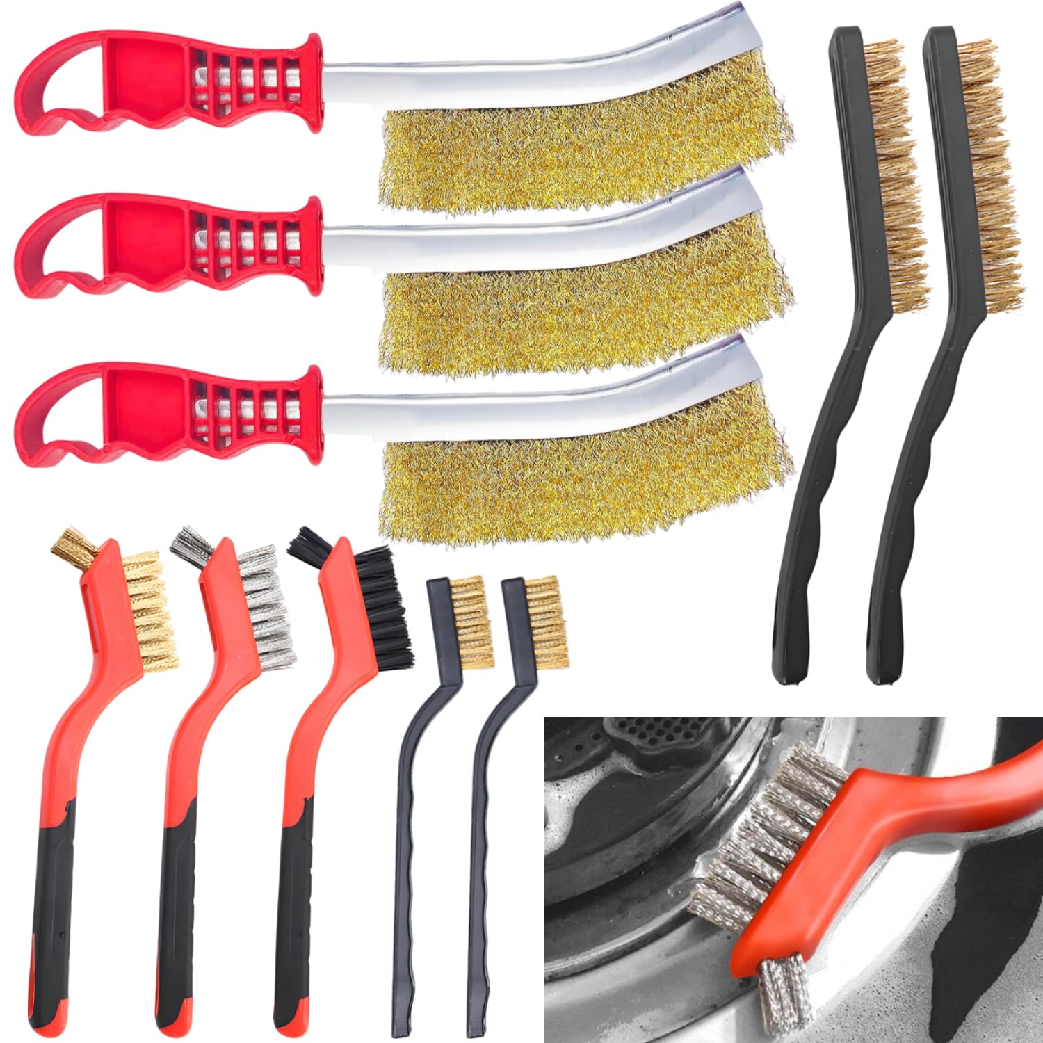 10 Piezas Juego de Cepillo de Alambre Profesional Cepillo Limpia Juntas Manuales Wire Brush para Limpiar Pulir y Desbarbar Metal Madera Artículos Artesanales y Enseres Domésticos