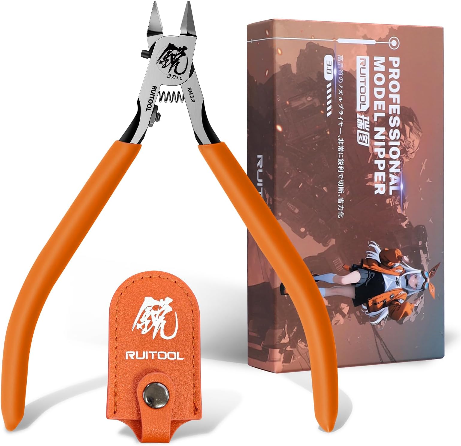 RUITOOL Model Nippers, Gundam Model Tools for Advancers to Repair and Fix Plastic Models, Ultra-thin Single Blade Gunpla Nipper, Non-slip Grip 4.7 Inch Sprue Cutter for Plastic Model Building