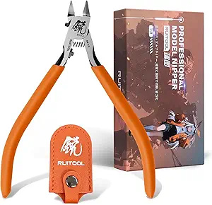 RUITOOL Model Nippers, Model Tools for Advancers to Repair and Fix Plastic Models, Ultra-thin Single Blade Model Nipper, Non-slip Grip 4.7 Inch Sprue Cutter for Plastic Model Building