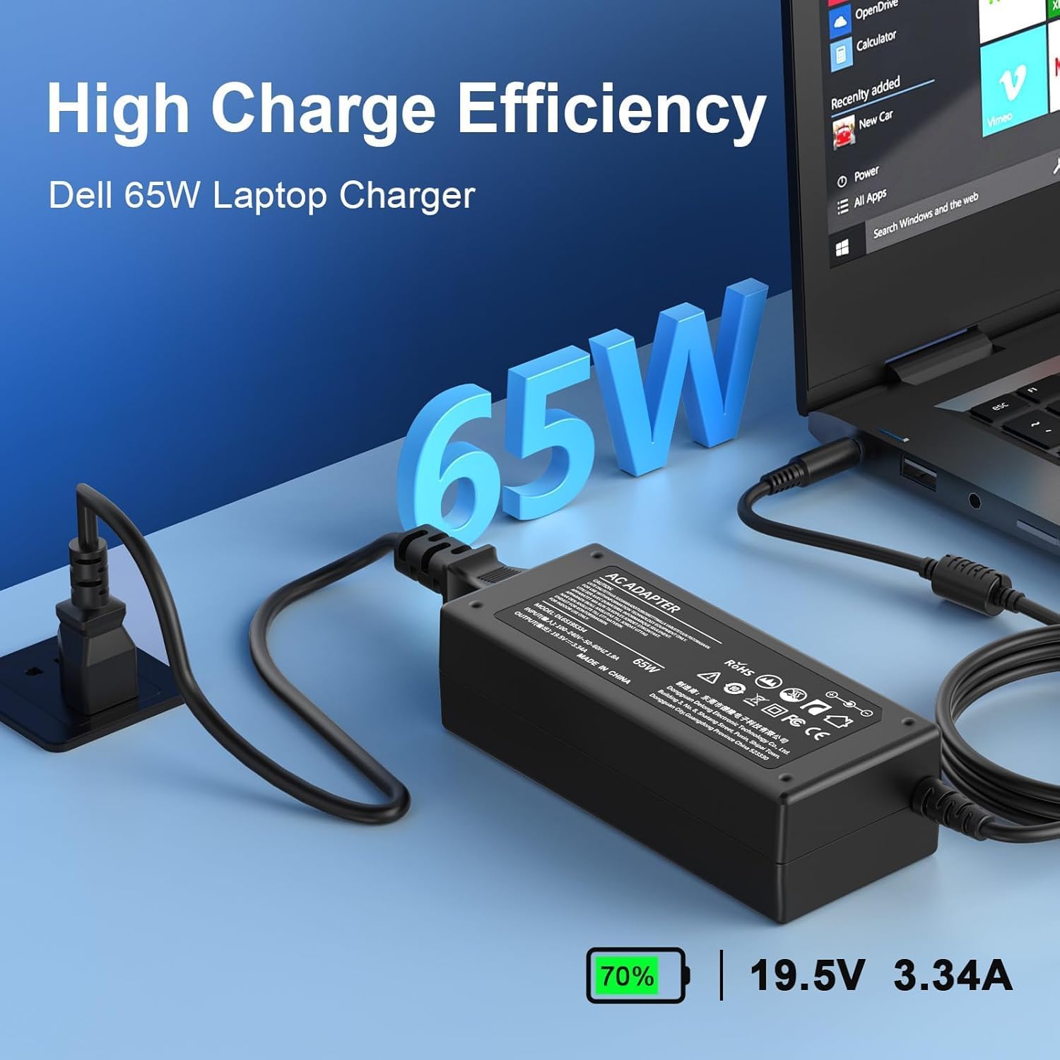65W 45W Laptop Charger Compatible with Dell Inspiron 15 5000 7000 3000 5555 5558 3511 Inspiron 17 14 13 3000 5000 7000 Latitude E6440 E6430 3520 3420 XPS 13 14 9333 Power Supply Cord - Image 6