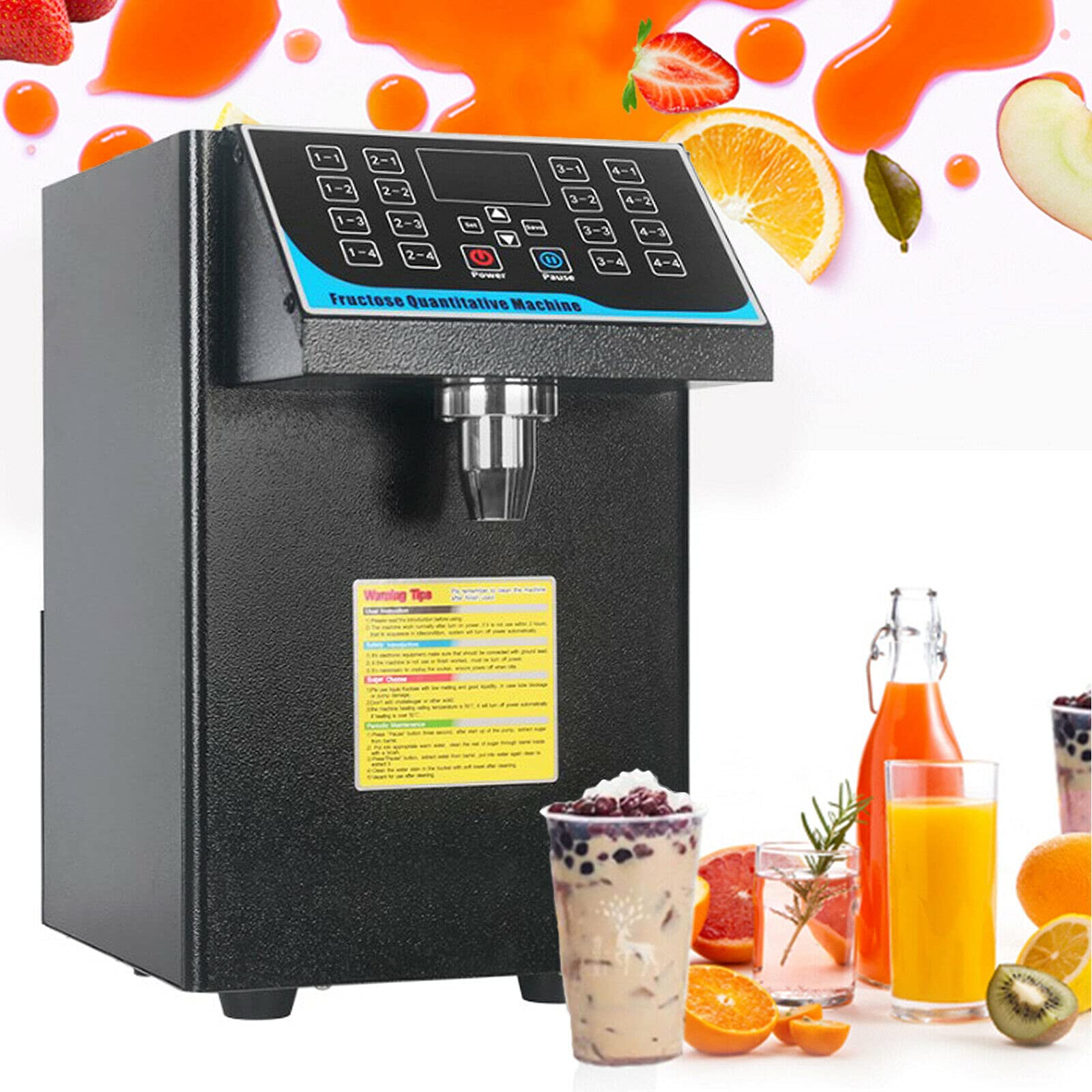 Distributeur de fructose Distributeur de sirop Fructose Distributeur quantitatif Machine Commercial Bubble Tea Fructose Distributeur 220V Noir