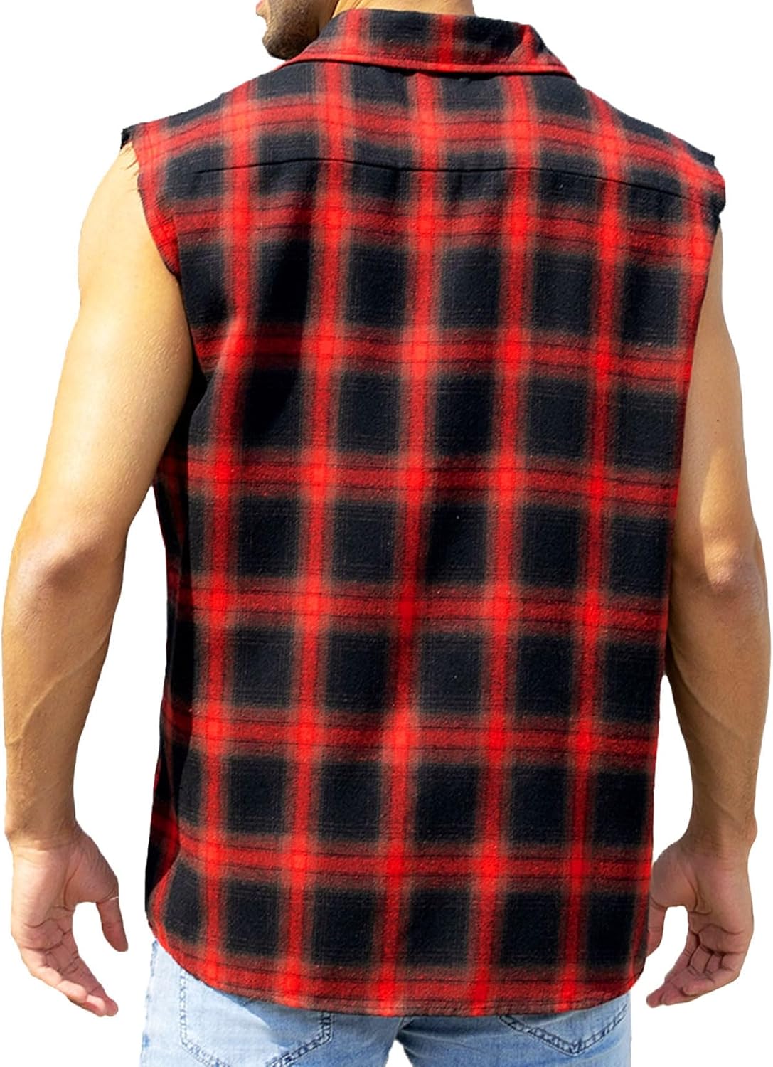 Men's Sleeveless Flannel Shirt - Plaid Design for Summer Wear Casual Button-Down Vest Shirts - Image 2