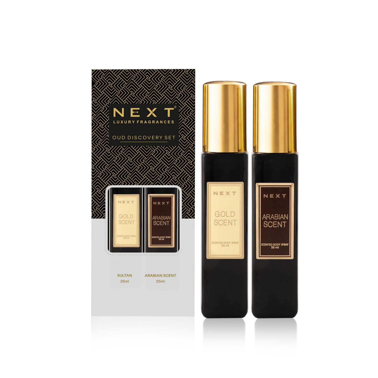 Next Care Gold Scent & Arabian Scent Long Lasting Scented Body Spray for Men & Women | Warm Amber & Oud Rich Fragrance | Travel Size Perfume | 25 ml Each (Pack of 2) (Arabian and Gold)-picture-37